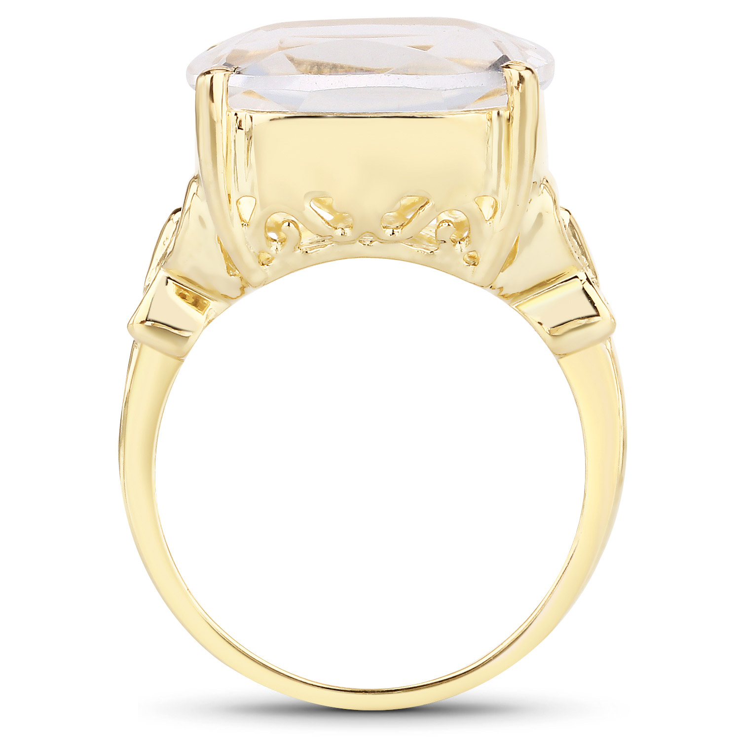 10.66 Carat Genuine Crystal Quartz and White Diamond .925 Sterling Silver Ring