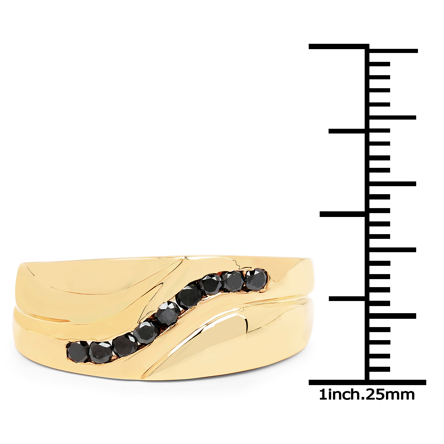 14K Yellow Gold Plated 0.27 Carat Genuine Black Diamond .925 Sterling Silver Ring