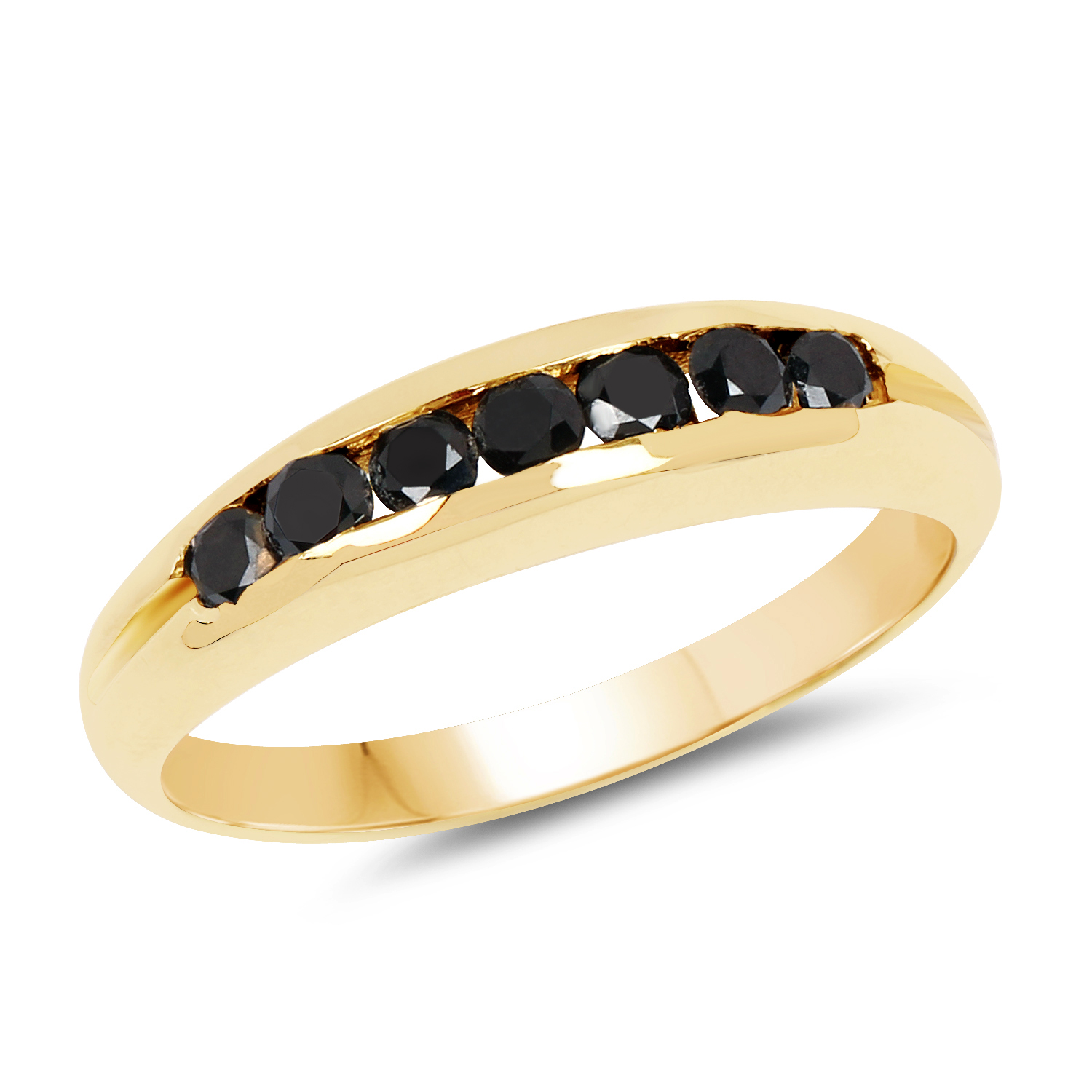14K Yellow Gold Plated 0.35 Carat Genuine Black Diamond .925 Sterling Silver Ring