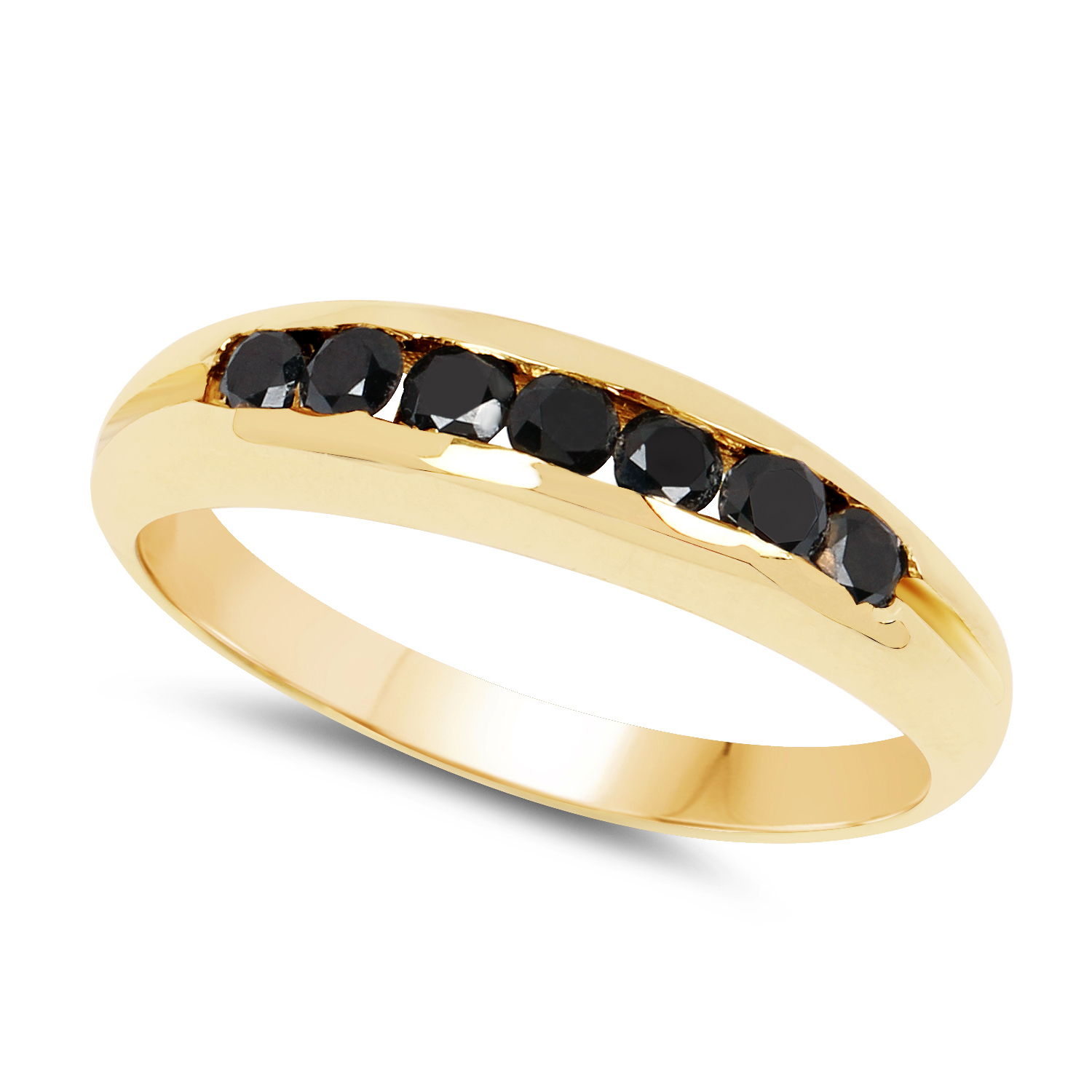 14K Yellow Gold Plated 0.35 Carat Genuine Black Diamond .925 Sterling Silver Ring