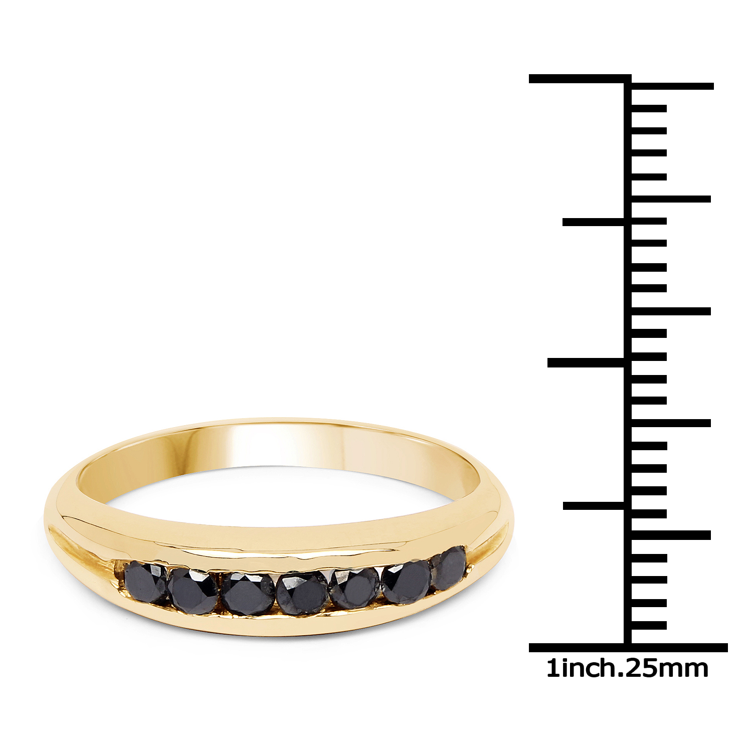 14K Yellow Gold Plated 0.35 Carat Genuine Black Diamond .925 Sterling Silver Ring