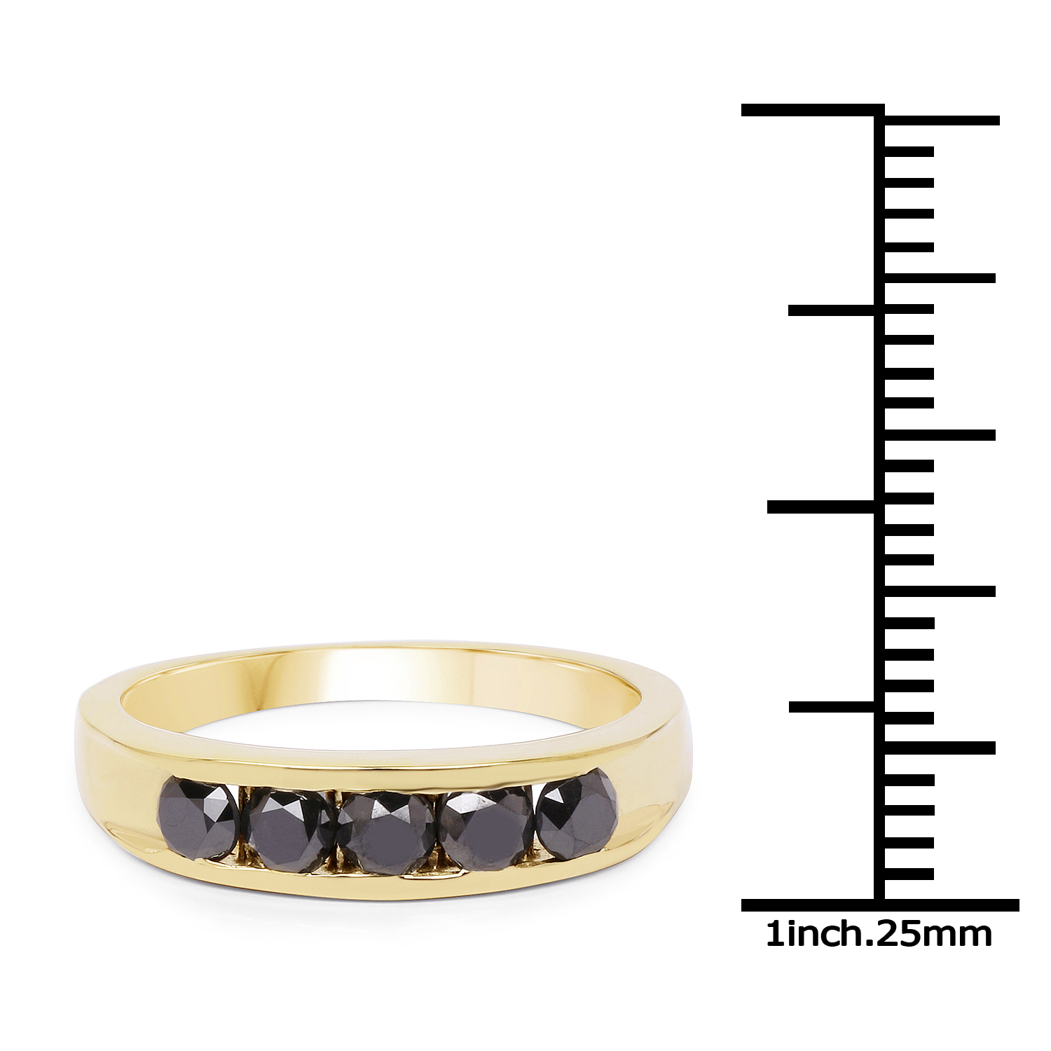 14K Yellow Gold Plated 0.80 Carat Genuine Black Diamond .925 Sterling Silver Ring