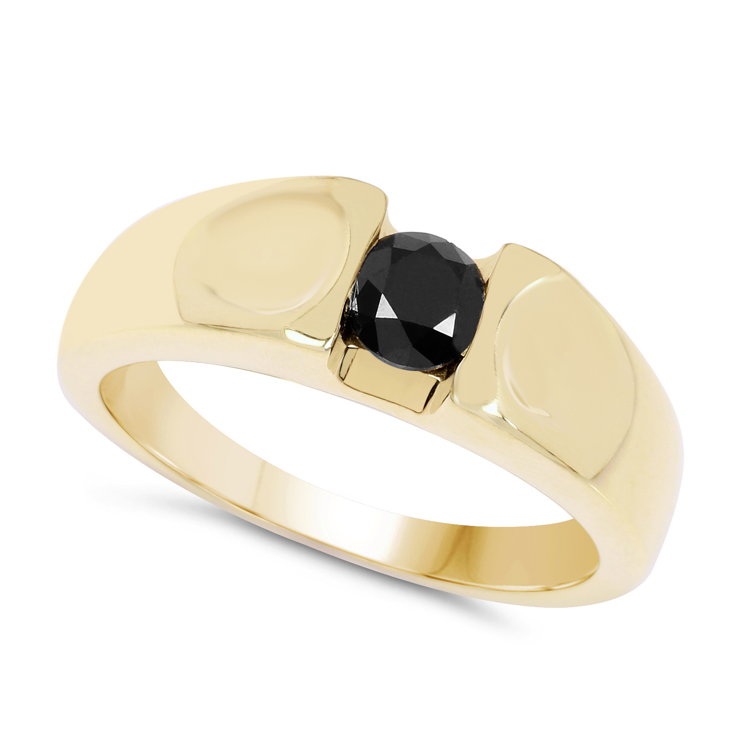 14K Yellow Gold Plated 0.25 Carat Genuine Black Diamond .925 Sterling Silver Ring