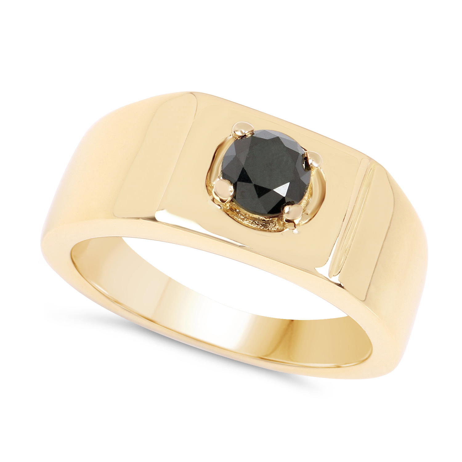 14K Yellow Gold Plated 0.25 Carat Genuine Black Diamond .925 Sterling Silver Ring