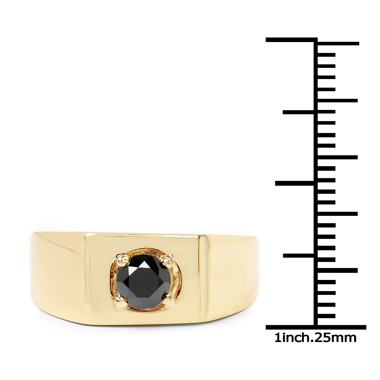 14K Yellow Gold Plated 0.25 Carat Genuine Black Diamond .925 Sterling Silver Ring