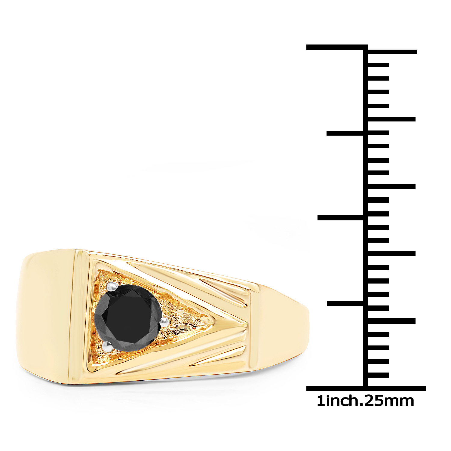14K Yellow Gold Plated 0.25 Carat Genuine Black Diamond .925 Sterling Silver Ring