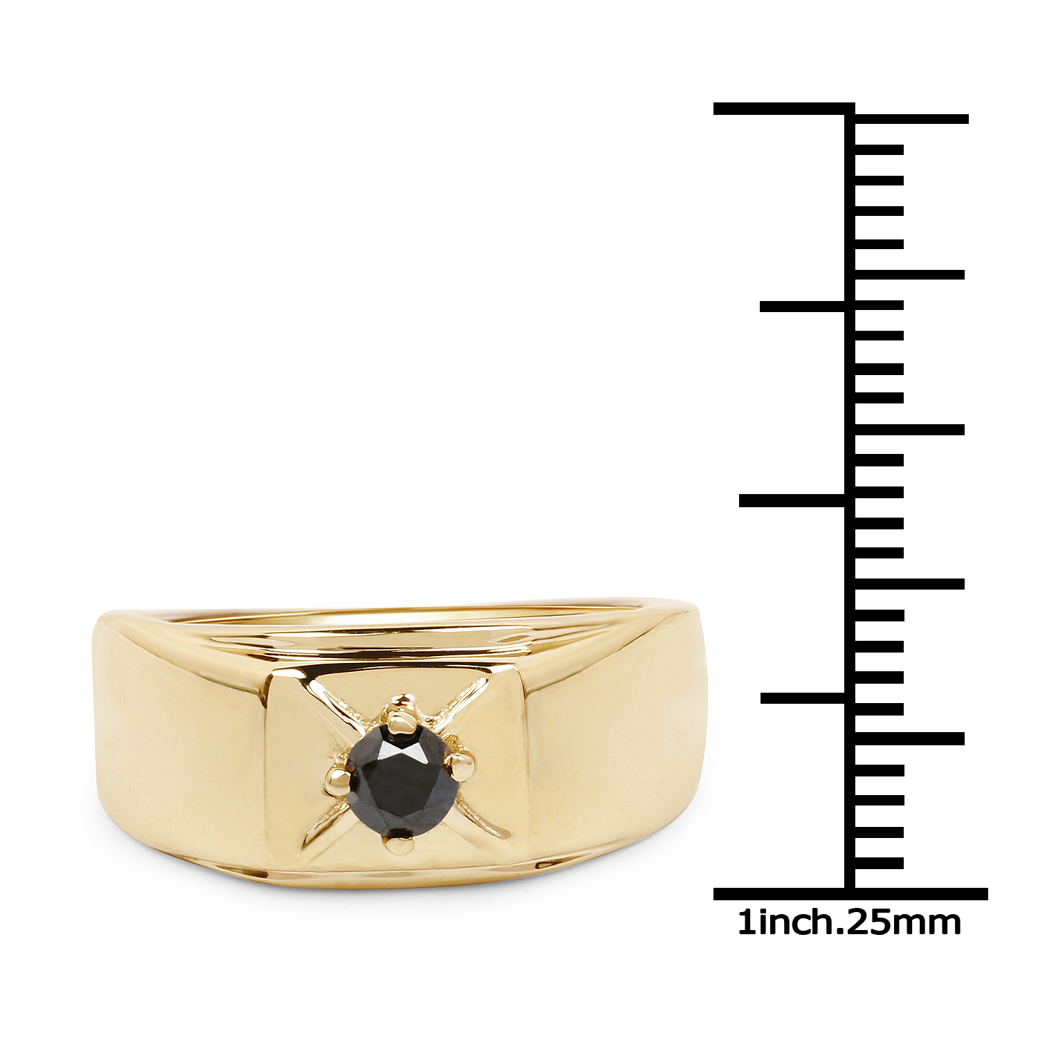 14K Yellow Gold Plated 0.25 Carat Genuine Black Diamond .925 Sterling Silver Ring