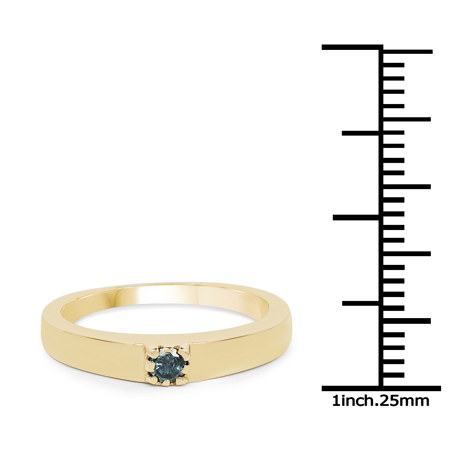 14K Yellow Gold Plated 0.12 Carat Genuine Blue Diamond .925 Sterling Silver Ring