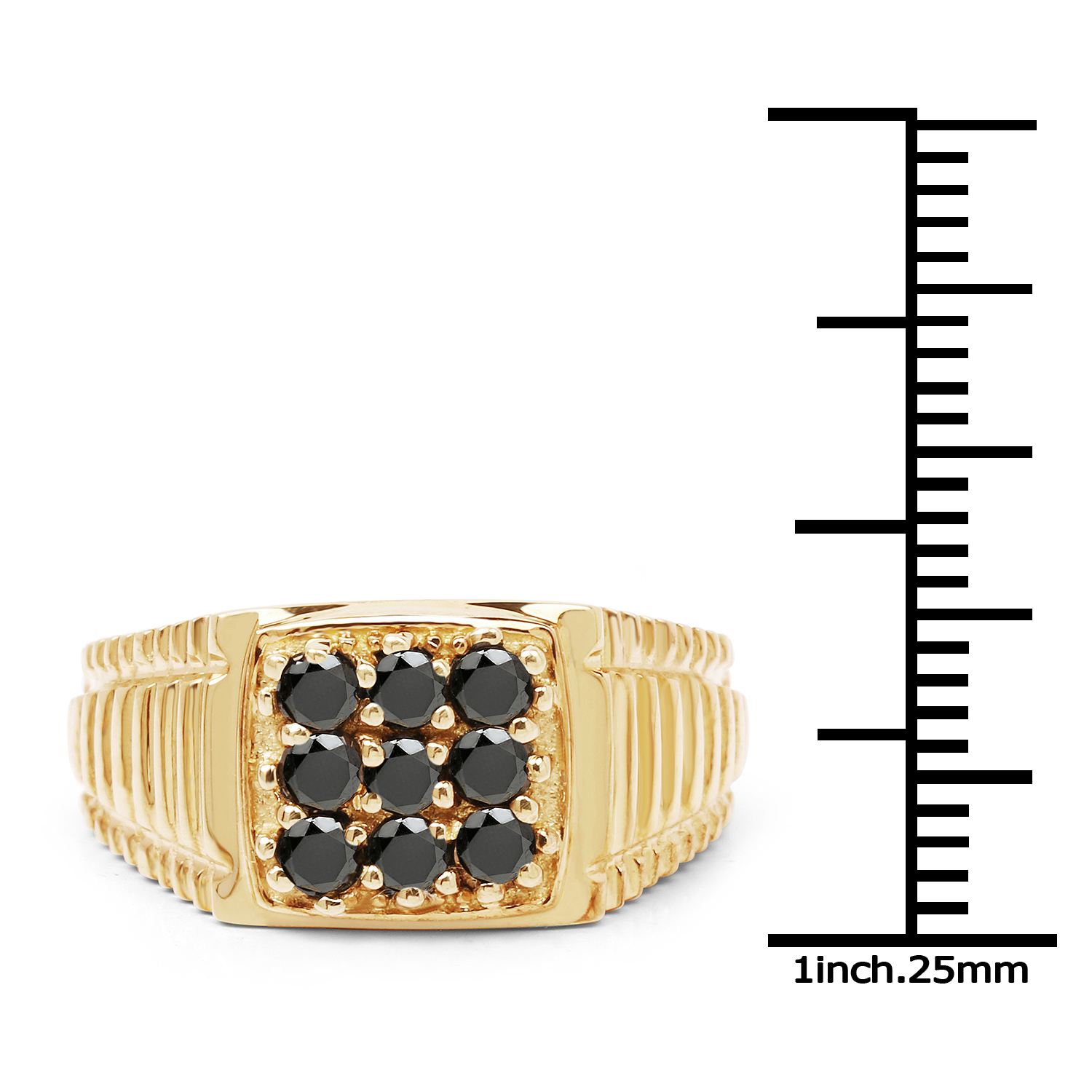 14K Yellow Gold Plated 0.63 Carat Genuine Black Diamond .925 Sterling Silver Ring