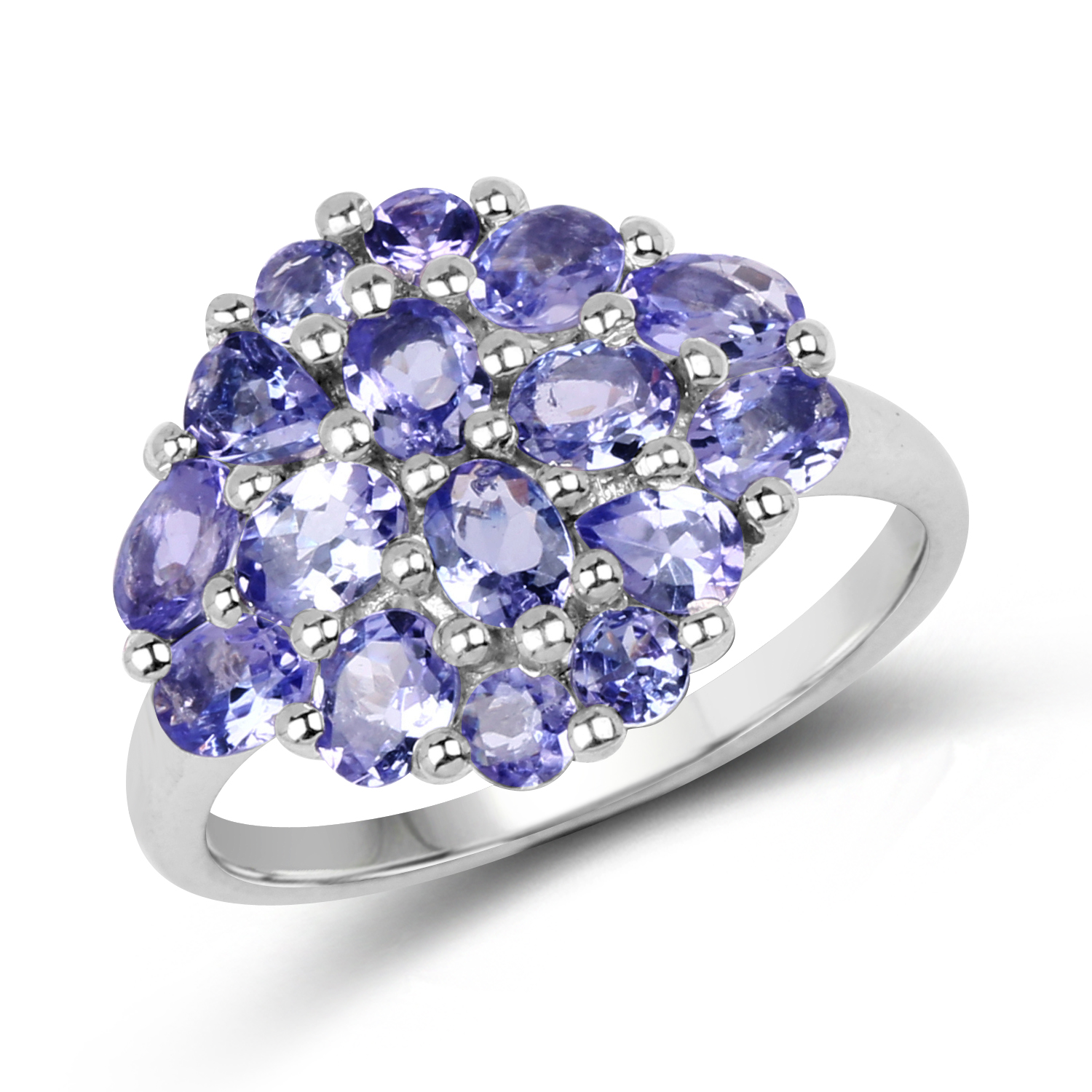 2.32 Carat Genuine Tanzanite .925 Sterling Silver Ring