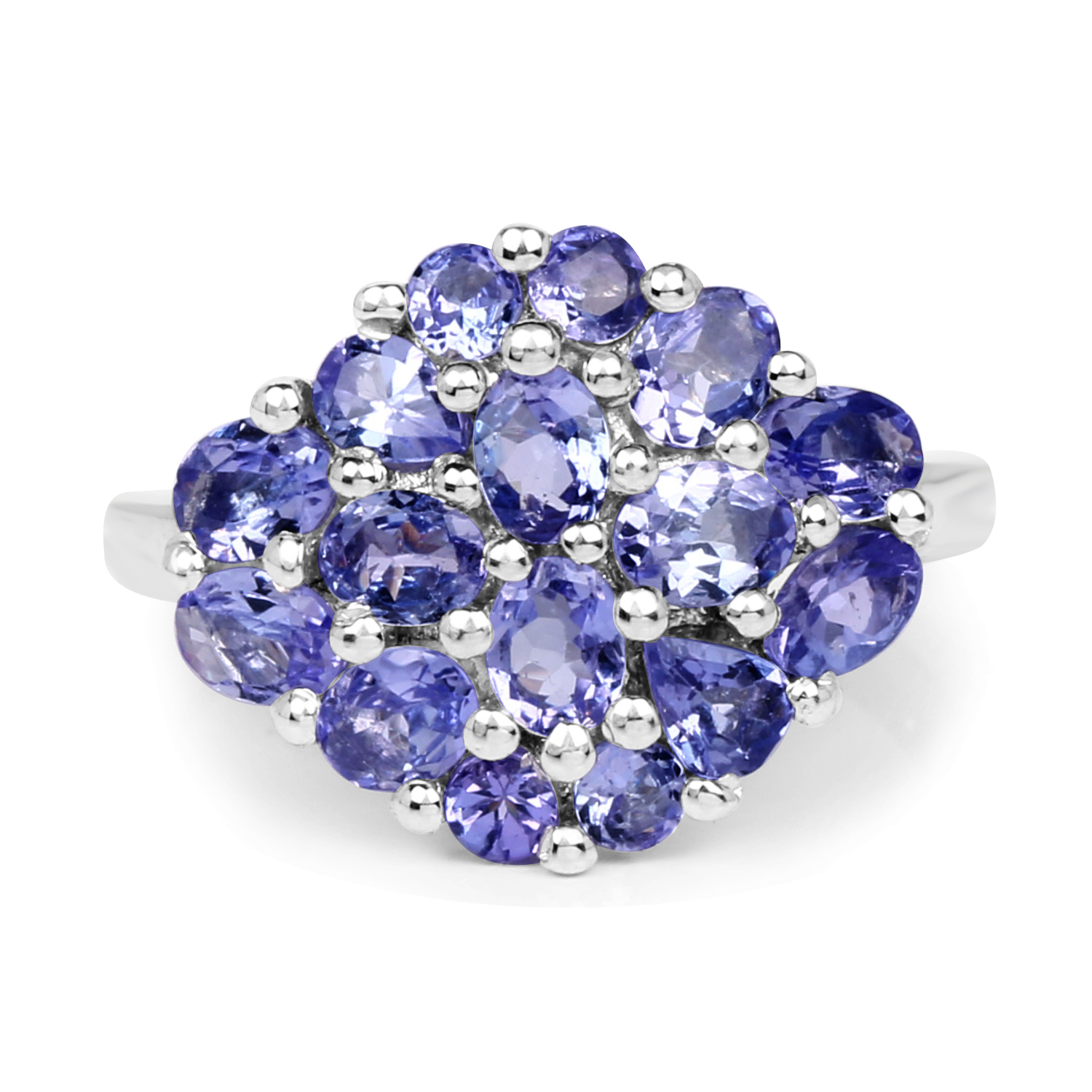 2.32 Carat Genuine Tanzanite .925 Sterling Silver Ring