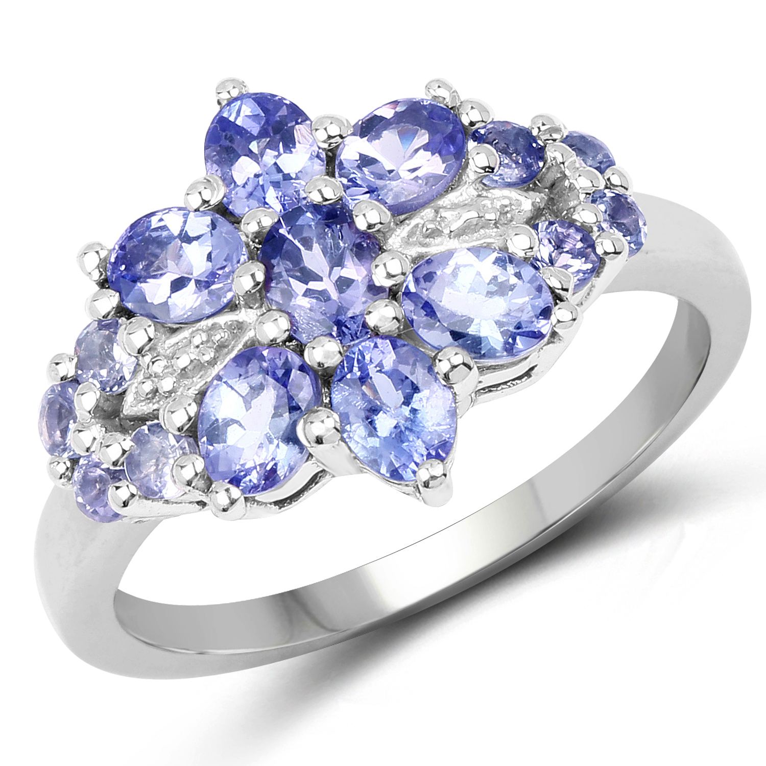 1.47 Carat Genuine Tanzanite .925 Sterling Silver Ring