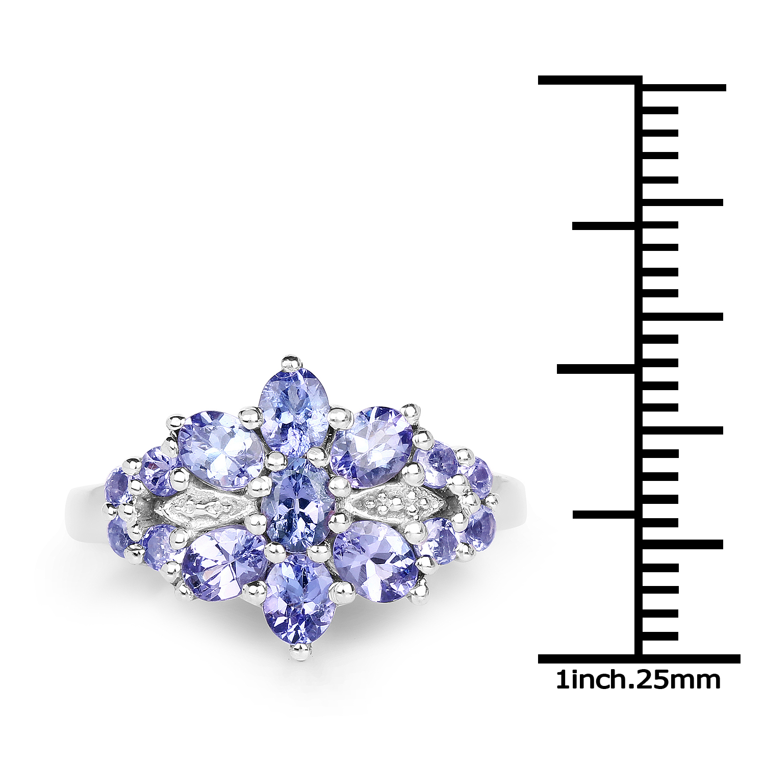 1.47 Carat Genuine Tanzanite .925 Sterling Silver Ring
