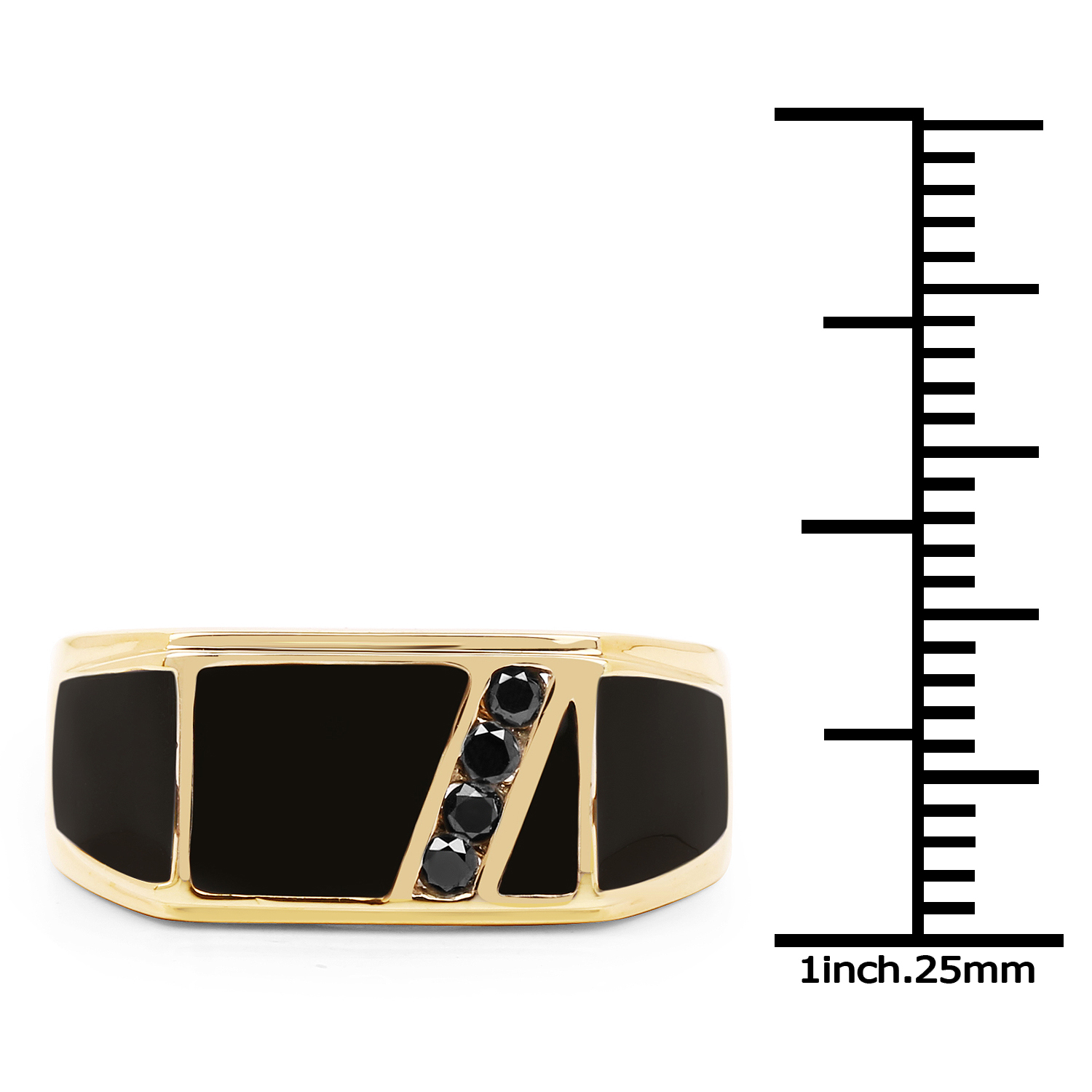 14K Yellow Gold Plated 0.12 Carat Genuine Black Diamond .925 Sterling Silver Ring