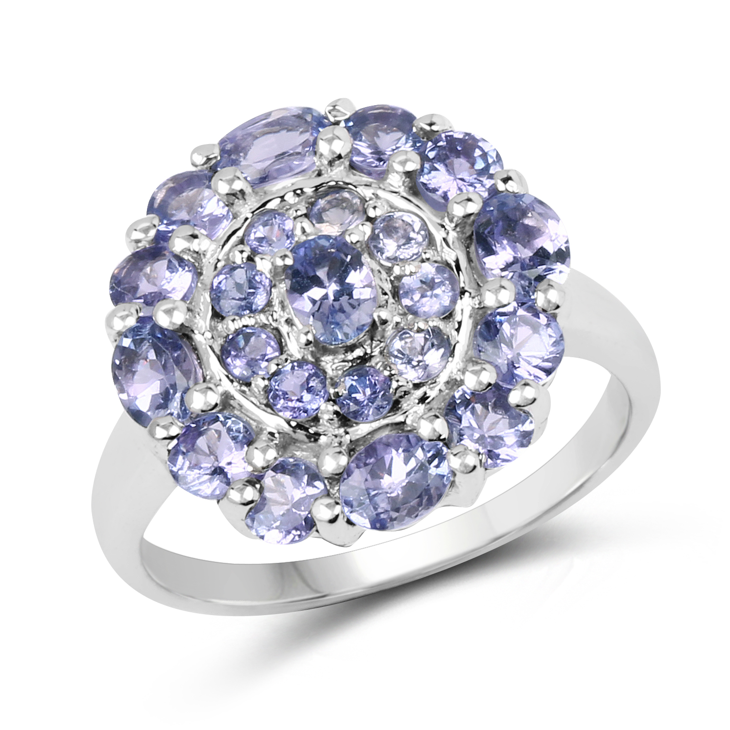 1.97 Carat Genuine Tanzanite .925 Sterling Silver Ring