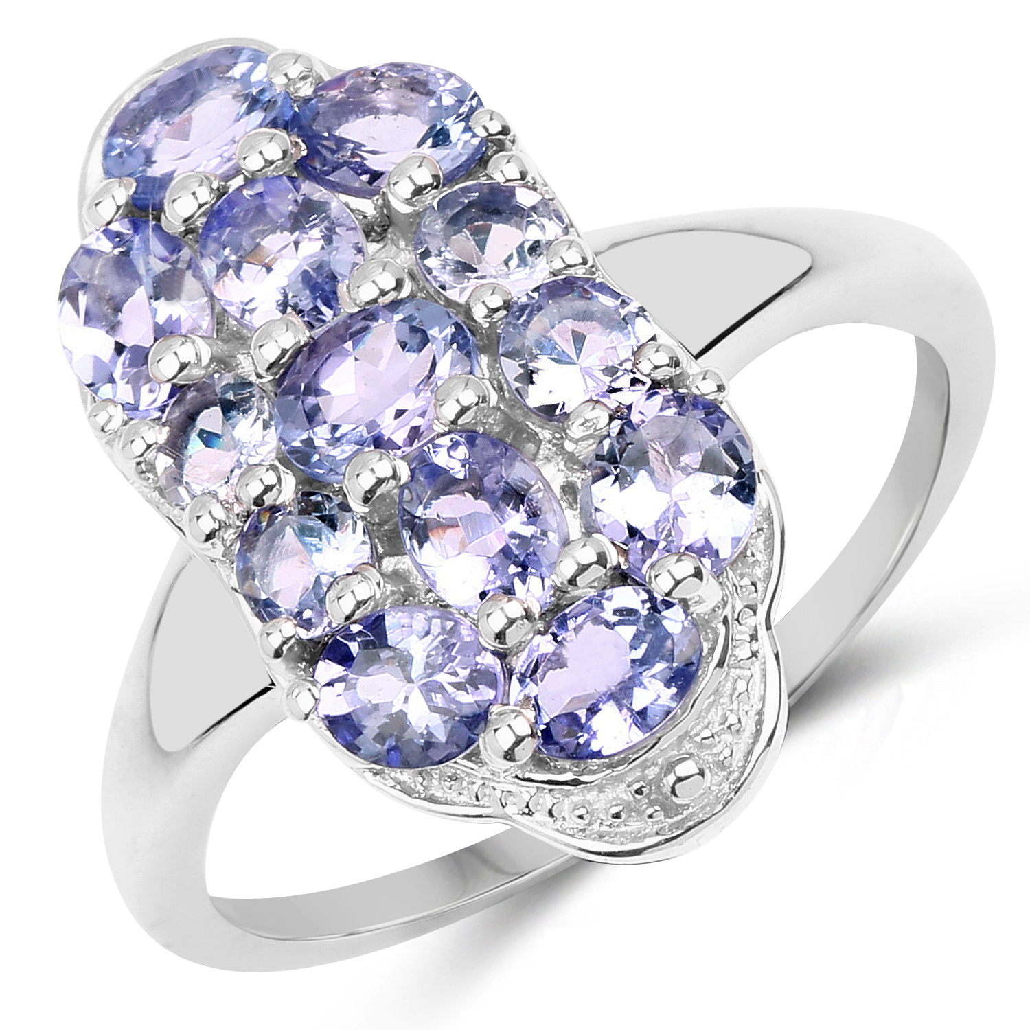 1.93 Carat Genuine Tanzanite .925 Sterling Silver Ring