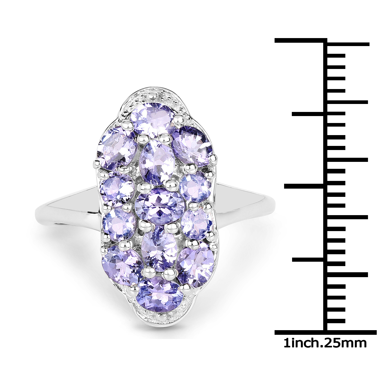 1.93 Carat Genuine Tanzanite .925 Sterling Silver Ring