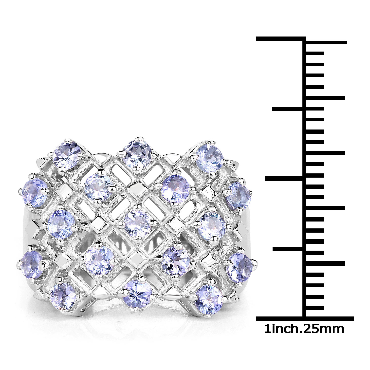 1.53 Carat Genuine Tanzanite .925 Sterling Silver Ring