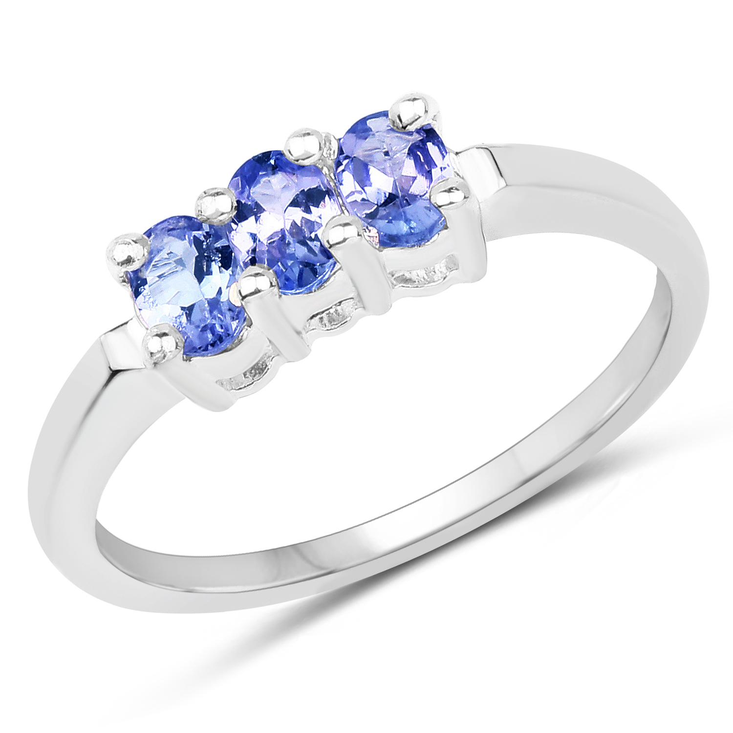 0.51 Carat Genuine Tanzanite .925 Sterling Silver Ring
