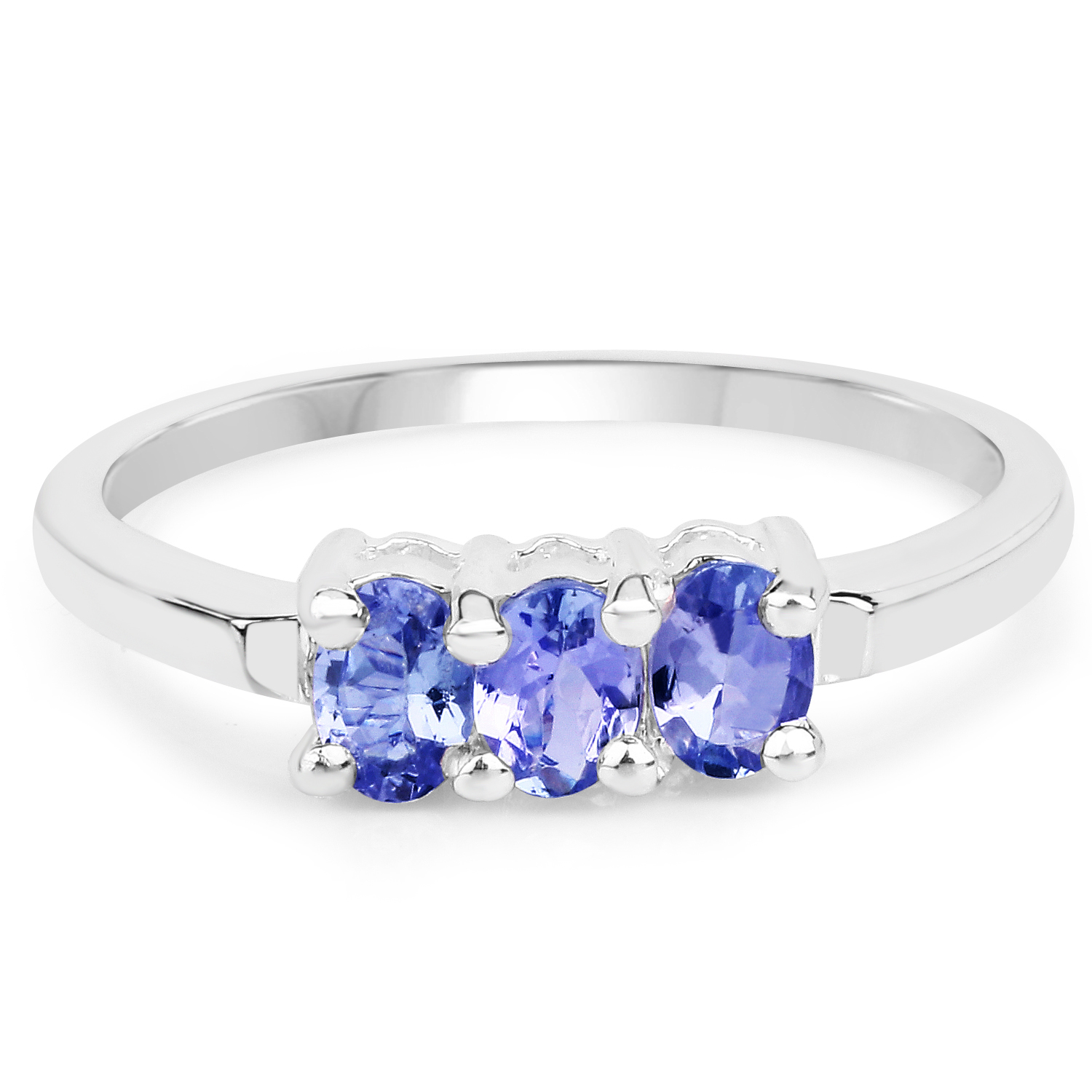 0.51 Carat Genuine Tanzanite .925 Sterling Silver Ring