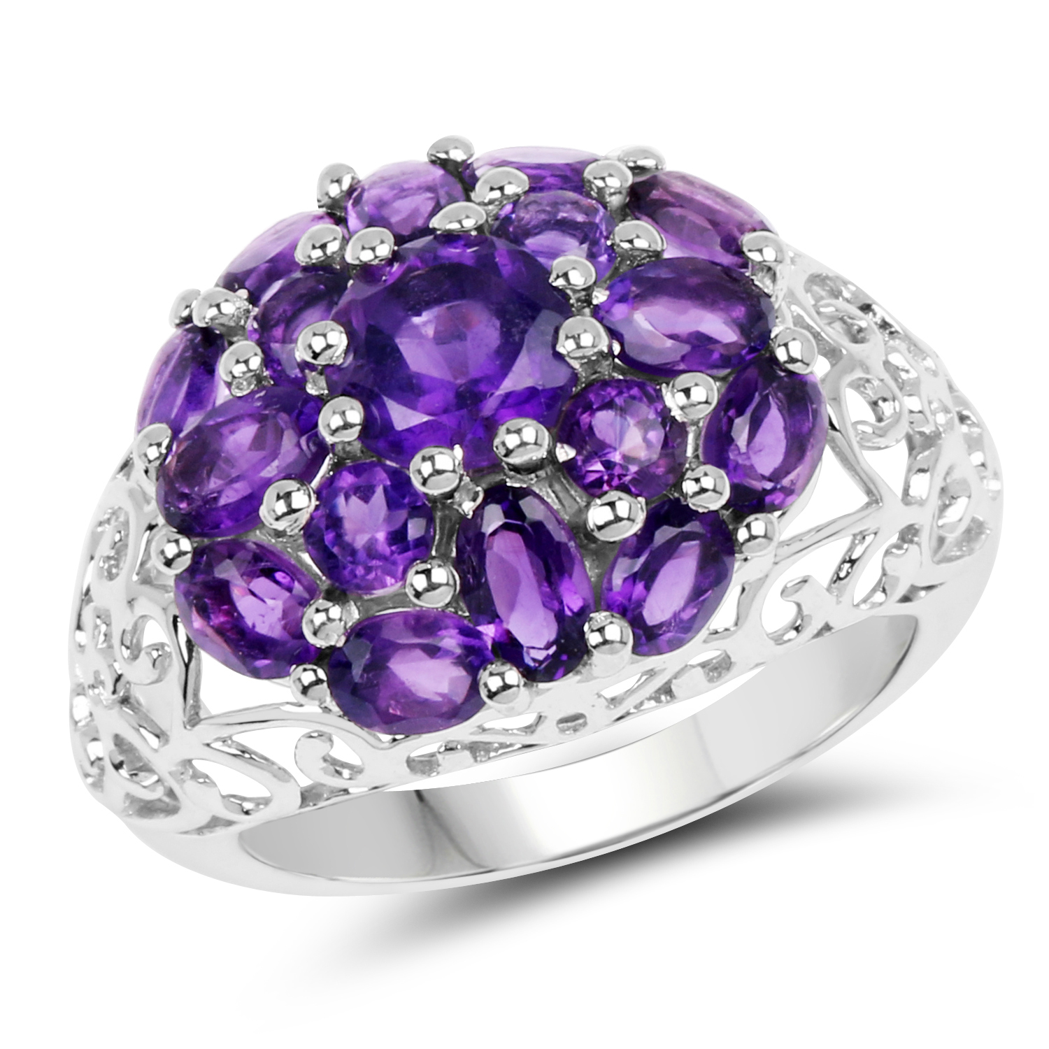 3.29 Carat Genuine Amethyst .925 Sterling Silver Ring