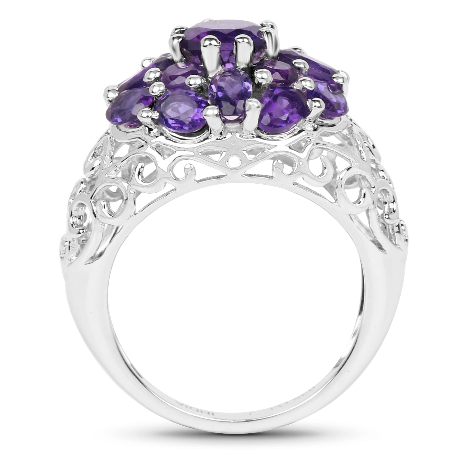 3.29 Carat Genuine Amethyst .925 Sterling Silver Ring