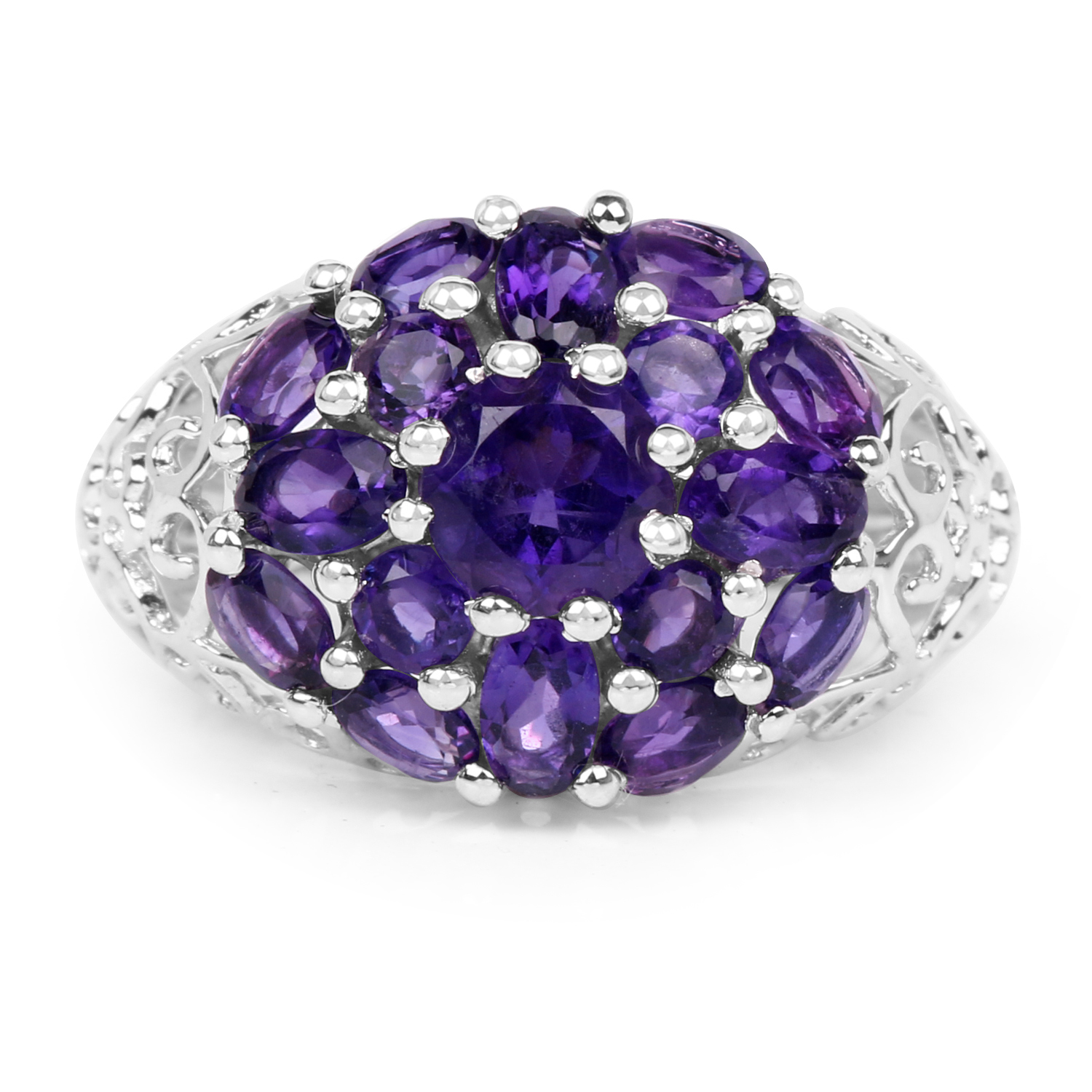 3.29 Carat Genuine Amethyst .925 Sterling Silver Ring