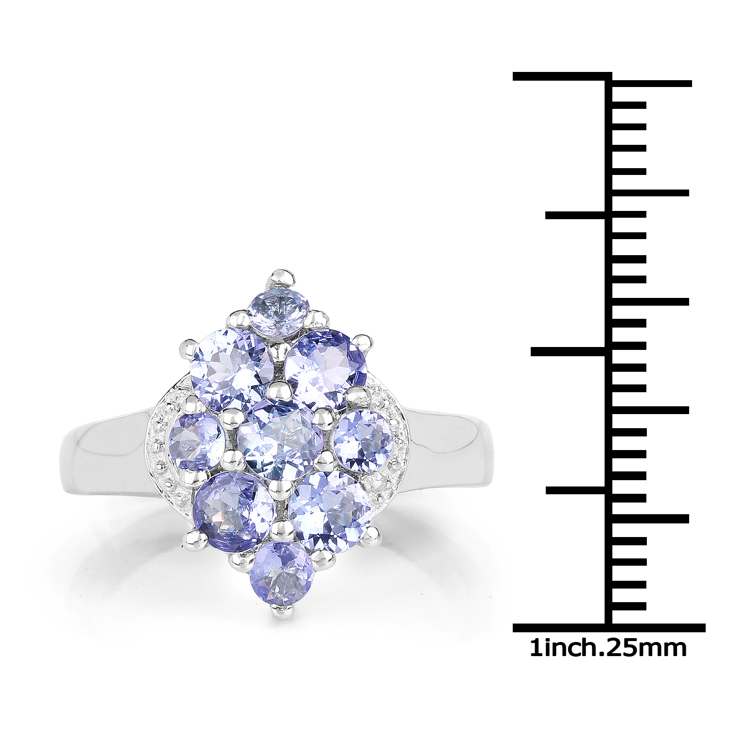 1.55 Carat Genuine Tanzanite .925 Sterling Silver Ring