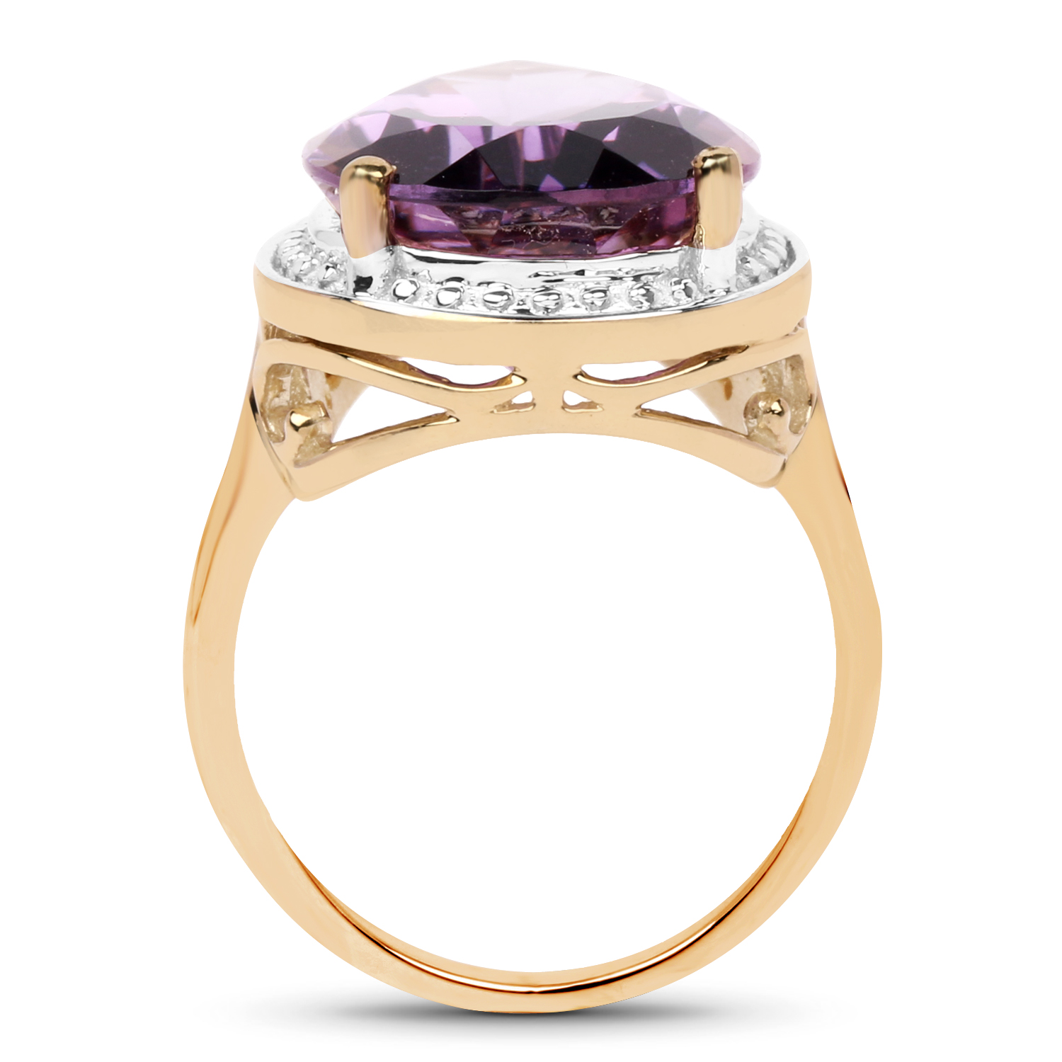 14K Yellow Gold Plated 9.60 Carat Genuine Amethyst .925 Sterling Silver Ring