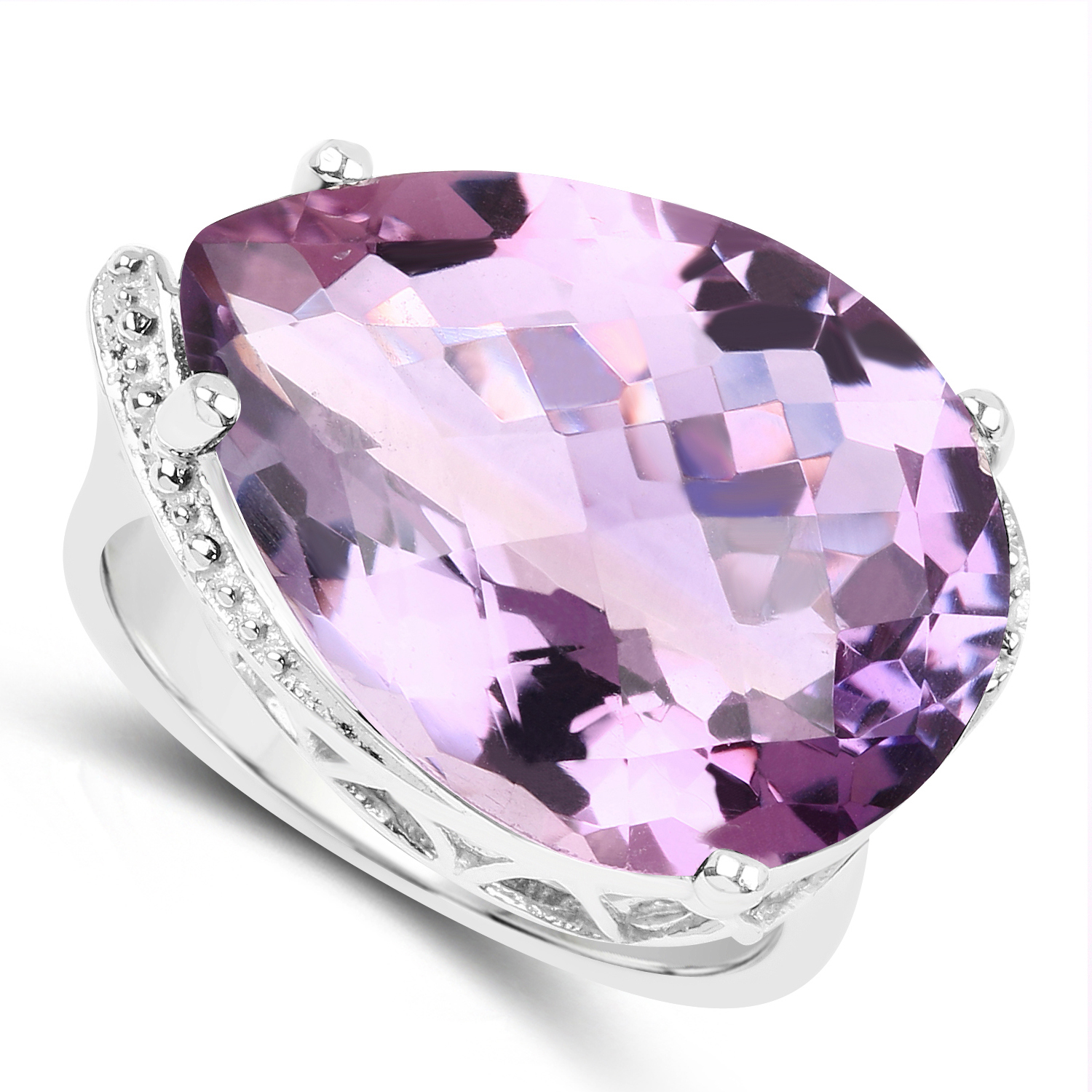 14.40 Carat Genuine Amethyst .925 Sterling Silver Ring