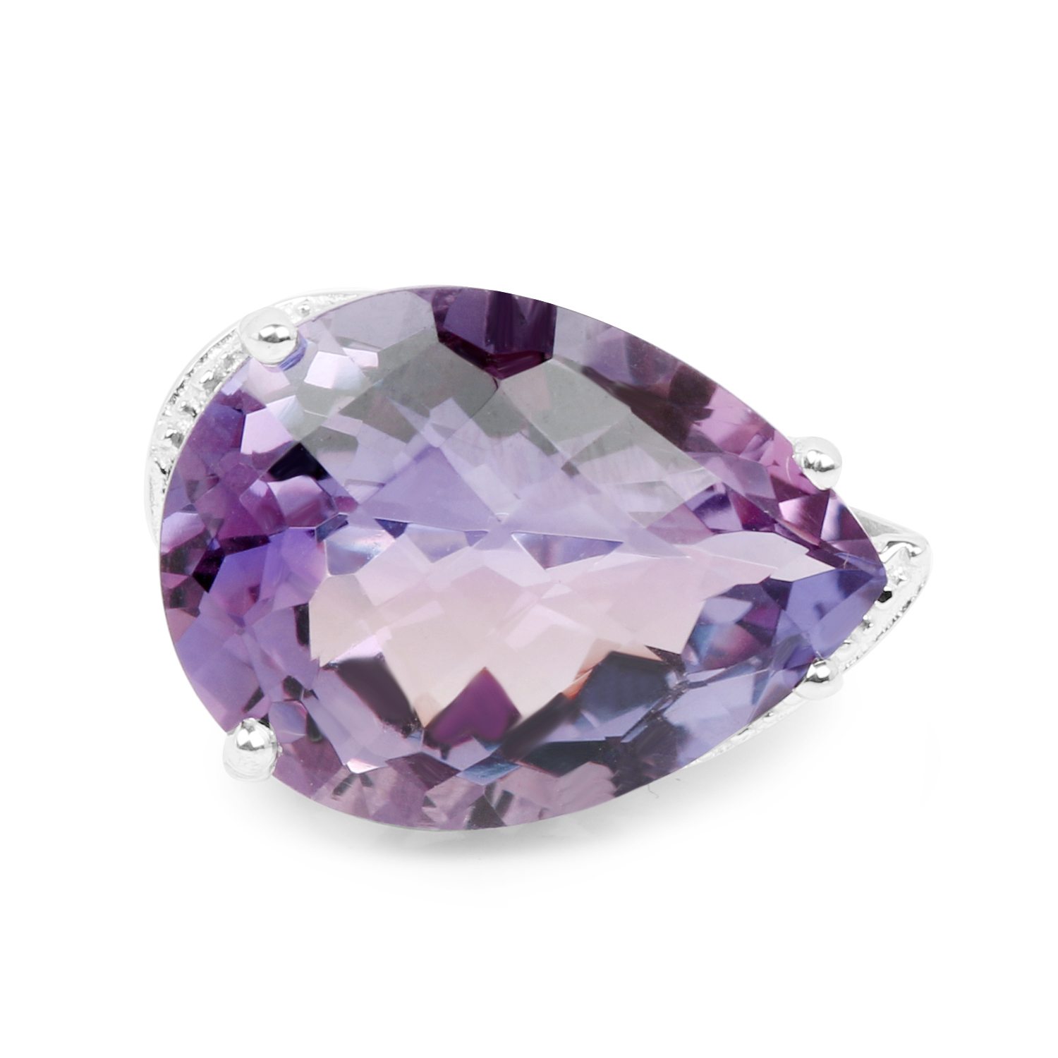 14.40 Carat Genuine Amethyst .925 Sterling Silver Ring