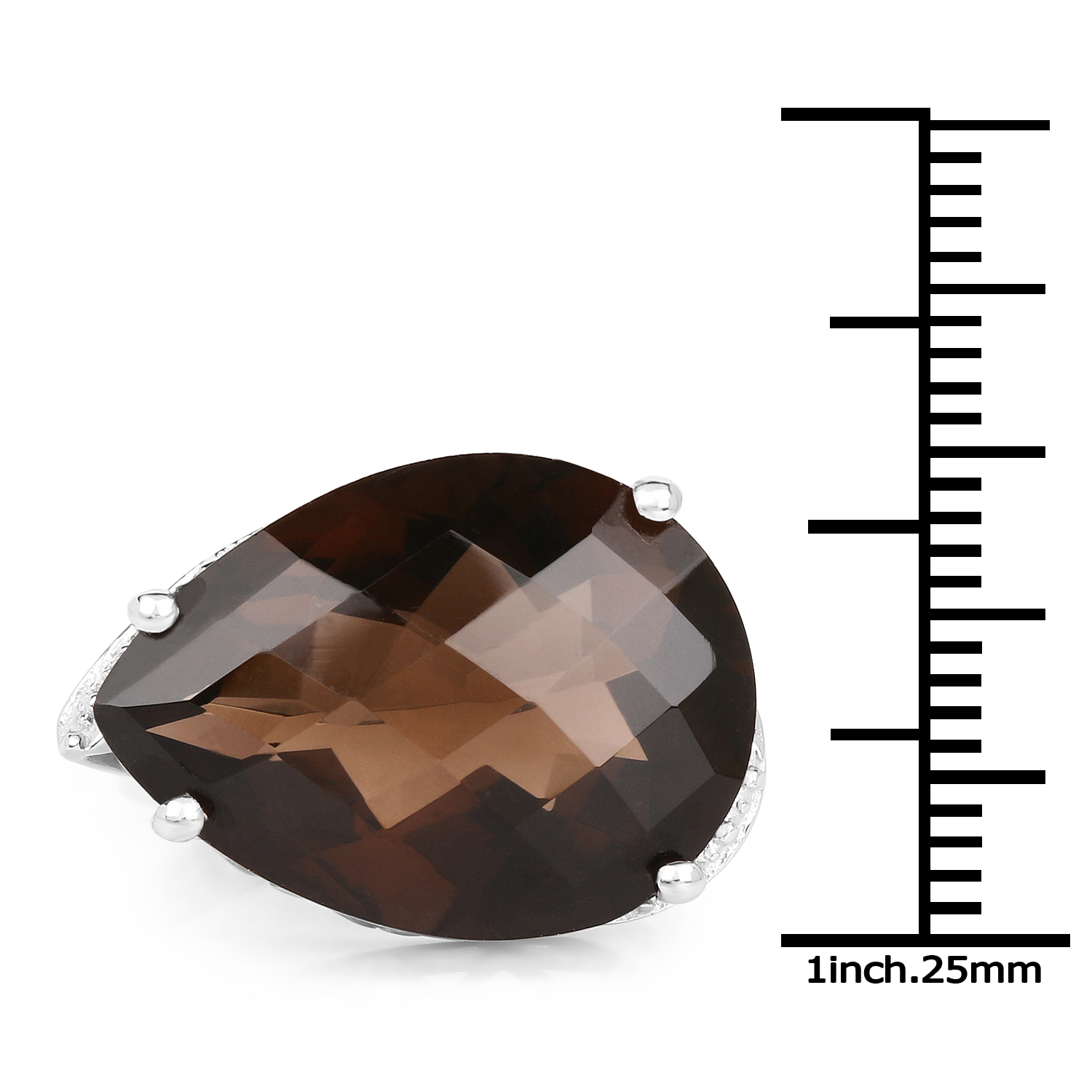 13.74 Carat Genuine Smoky Quartz .925 Sterling Silver Ring