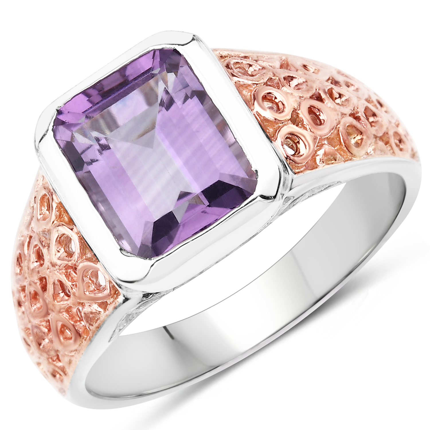 3.25 Carat Genuine Amethyst .925 Sterling Silver Ring