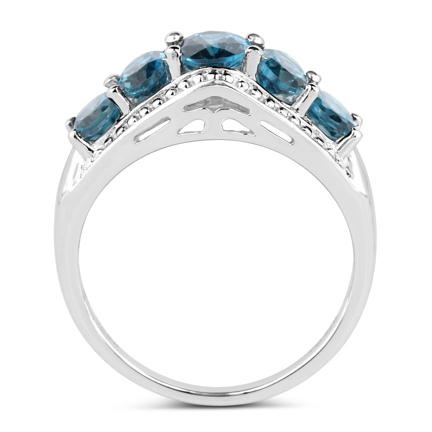 3.30 Carat Genuine London Blue Topaz .925 Sterling Silver Ring