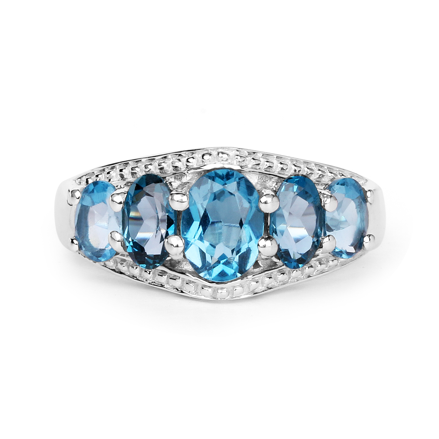 3.30 Carat Genuine London Blue Topaz .925 Sterling Silver Ring
