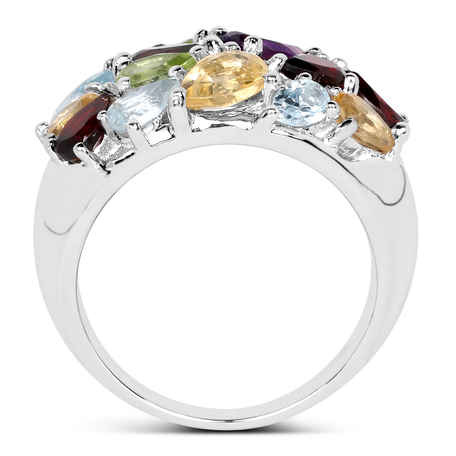 4.75 Carat Genuine Multi Stone .925 Sterling Silver Ring