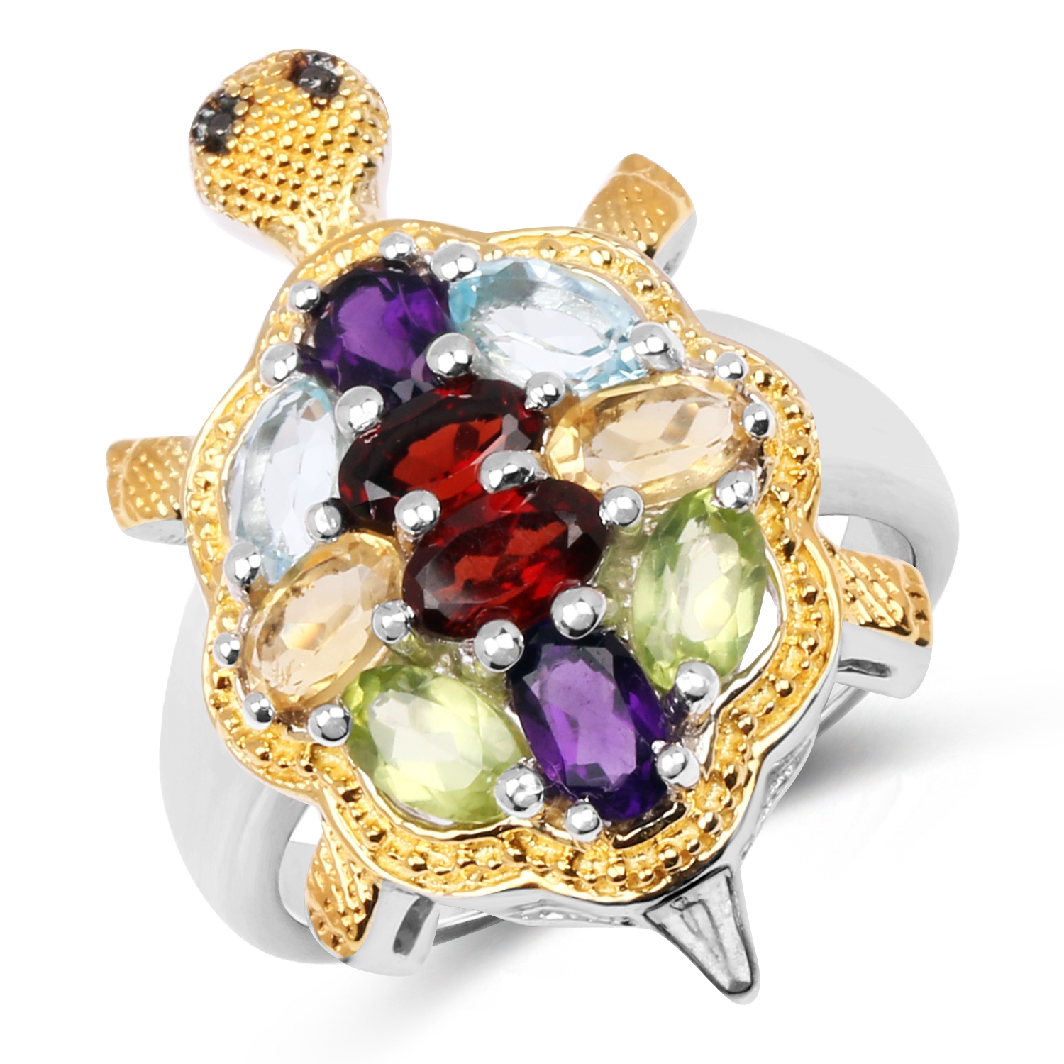 2.46 Carat Genuine Multi Stone .925 Sterling Silver Ring