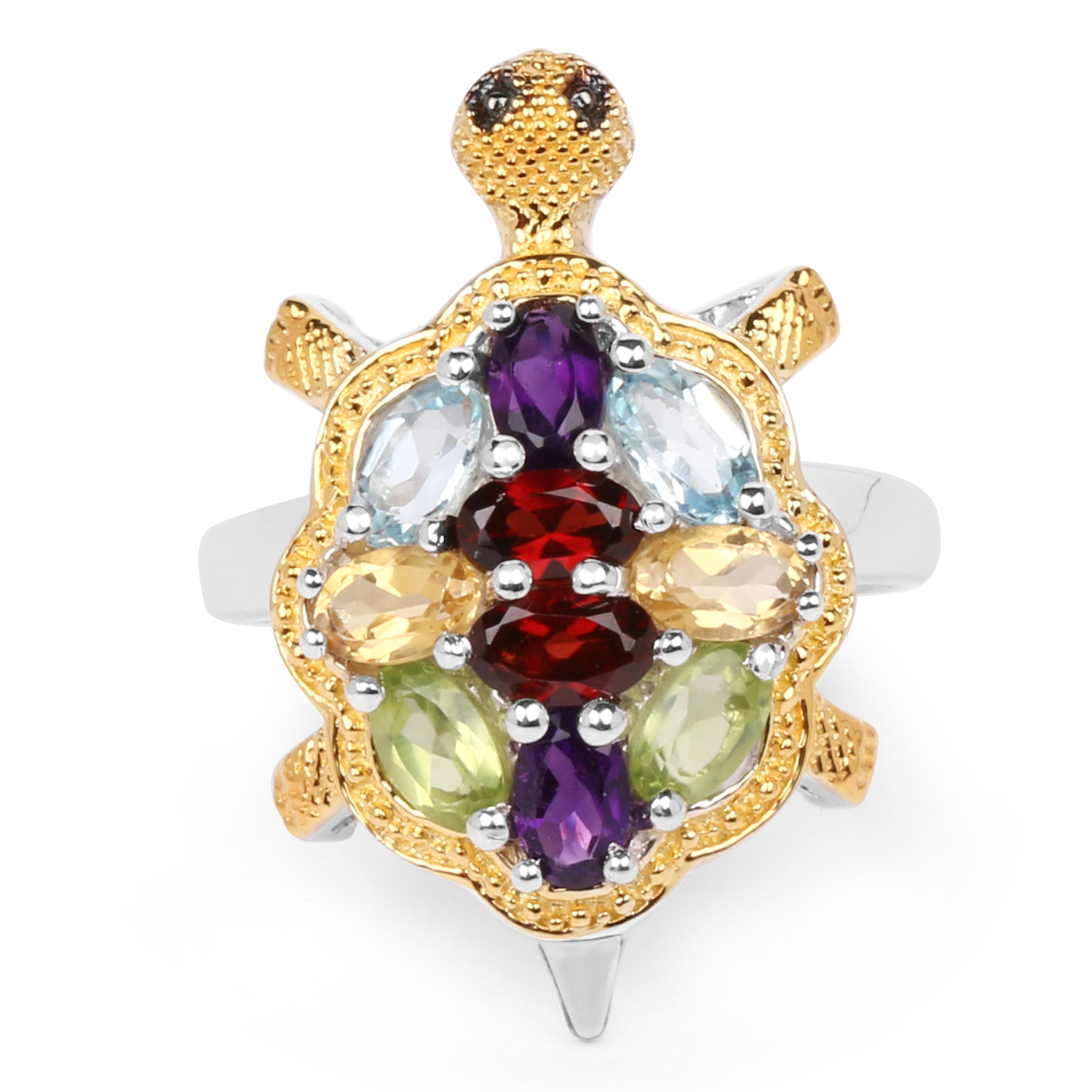 2.46 Carat Genuine Multi Stone .925 Sterling Silver Ring