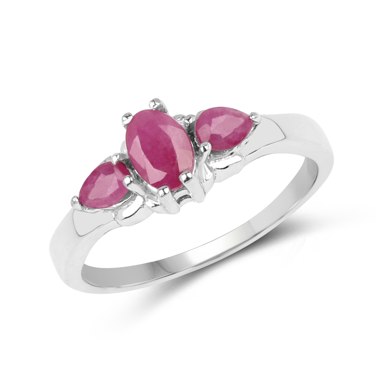 0.92 Carat Genuine Ruby .925 Sterling Silver Ring