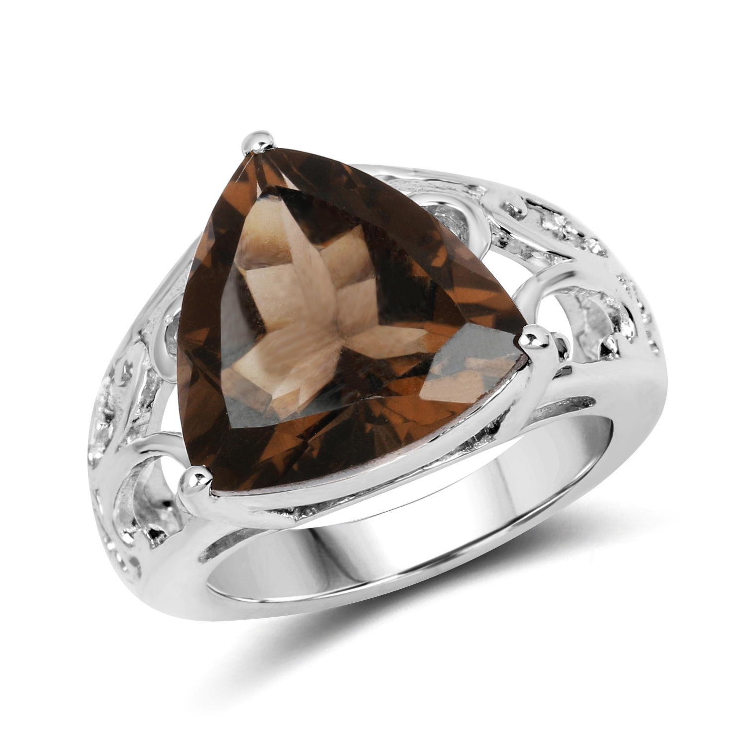 6.91 Carat Genuine Smoky Quartz .925 Sterling Silver Ring