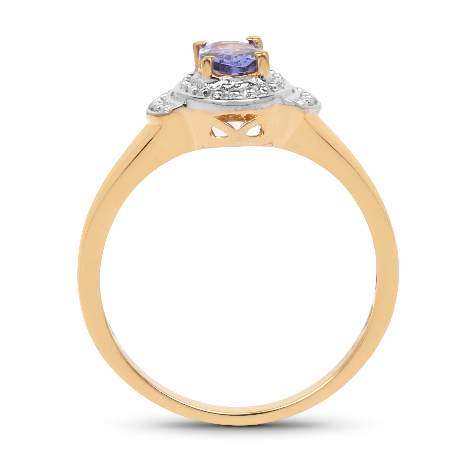 14K Yellow Gold Plated 0.40 Carat Genuine Tanzanite .925 Sterling Silver Ring