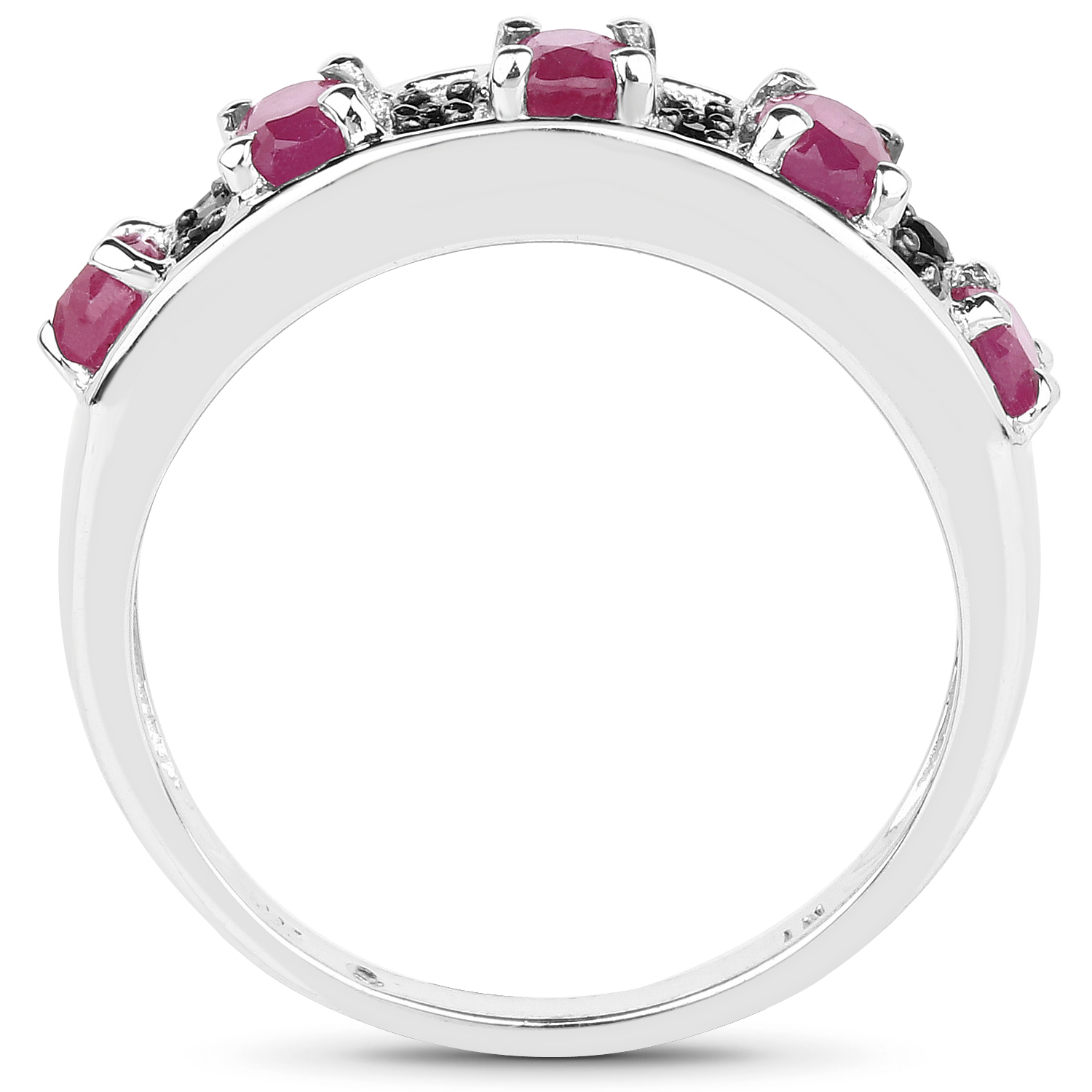 1.16 Carat Genuine Ruby and Black Spinel .925 Sterling Silver Ring