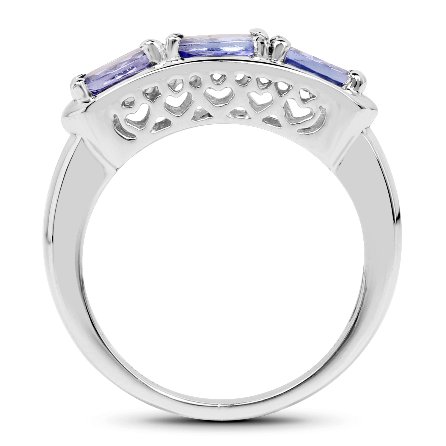 1.32 Carat Genuine Tanzanite .925 Sterling Silver Ring