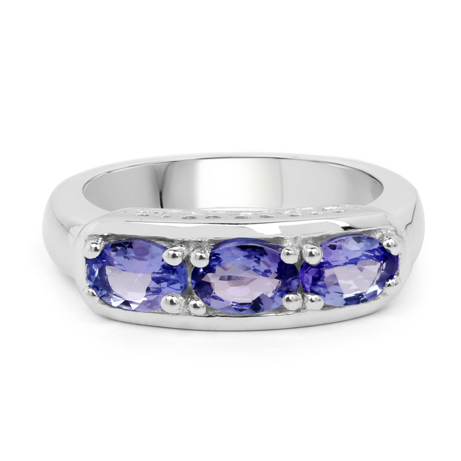 1.32 Carat Genuine Tanzanite .925 Sterling Silver Ring