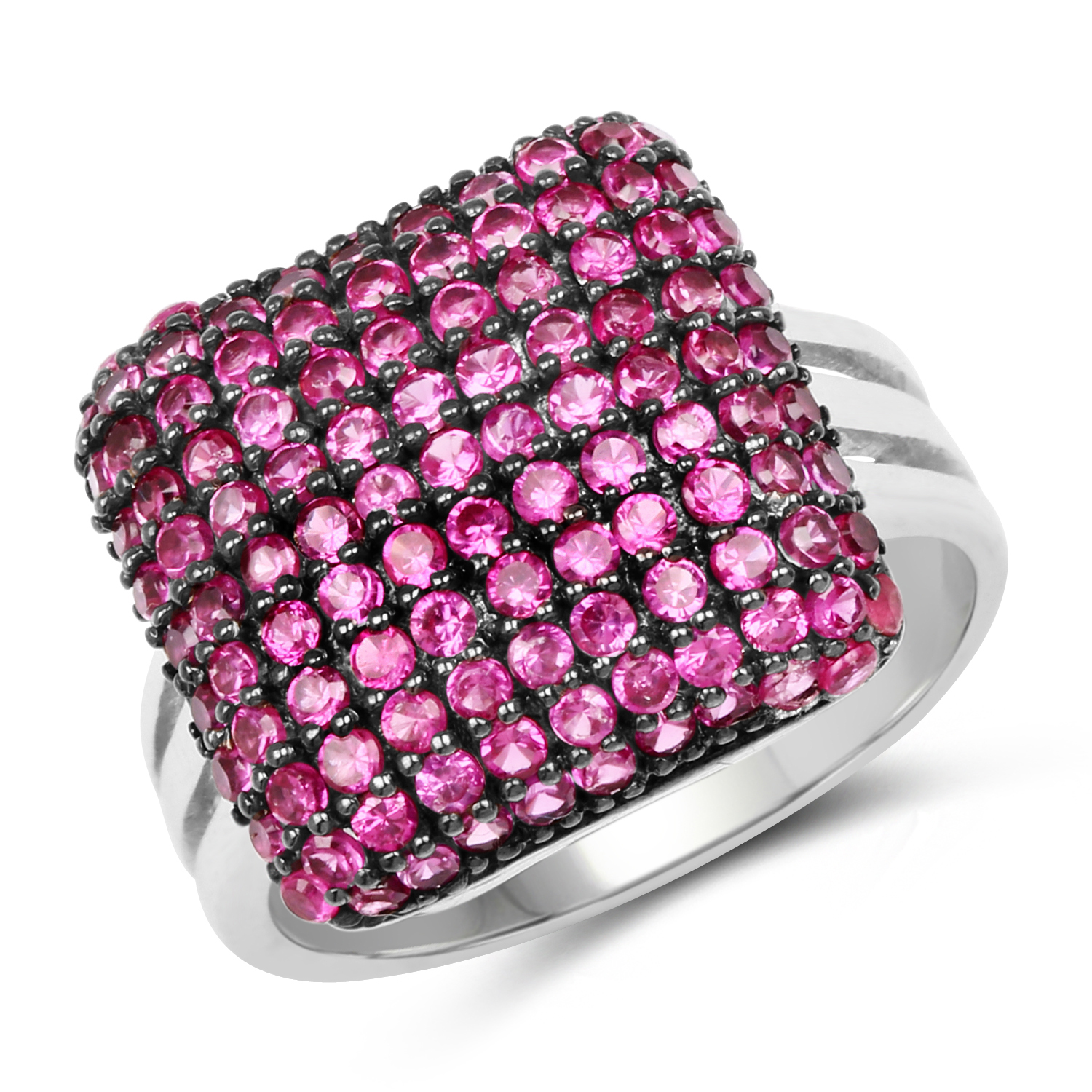 3.94 Carat Created Ruby .925 Sterling Silver Ring