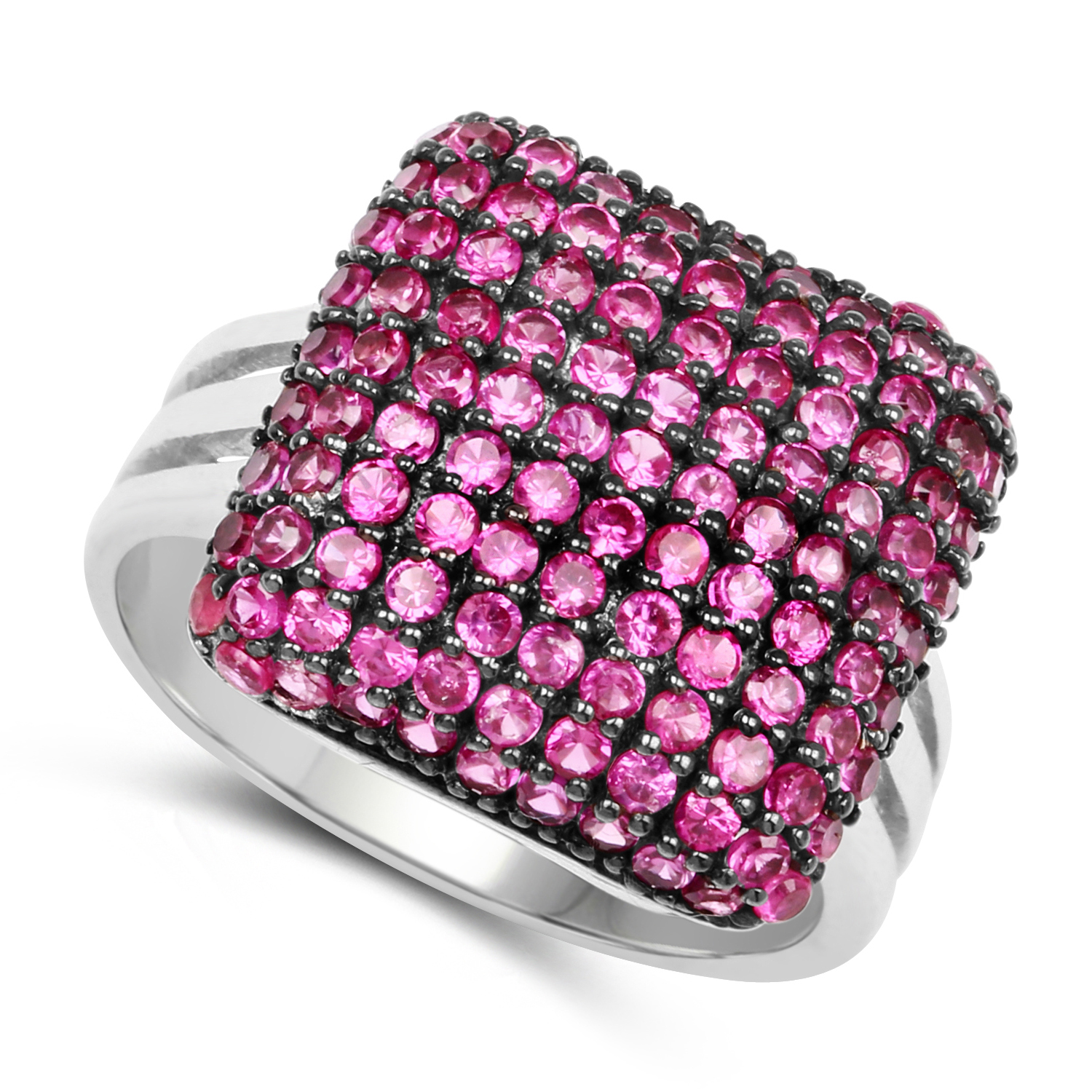 3.94 Carat Created Ruby .925 Sterling Silver Ring