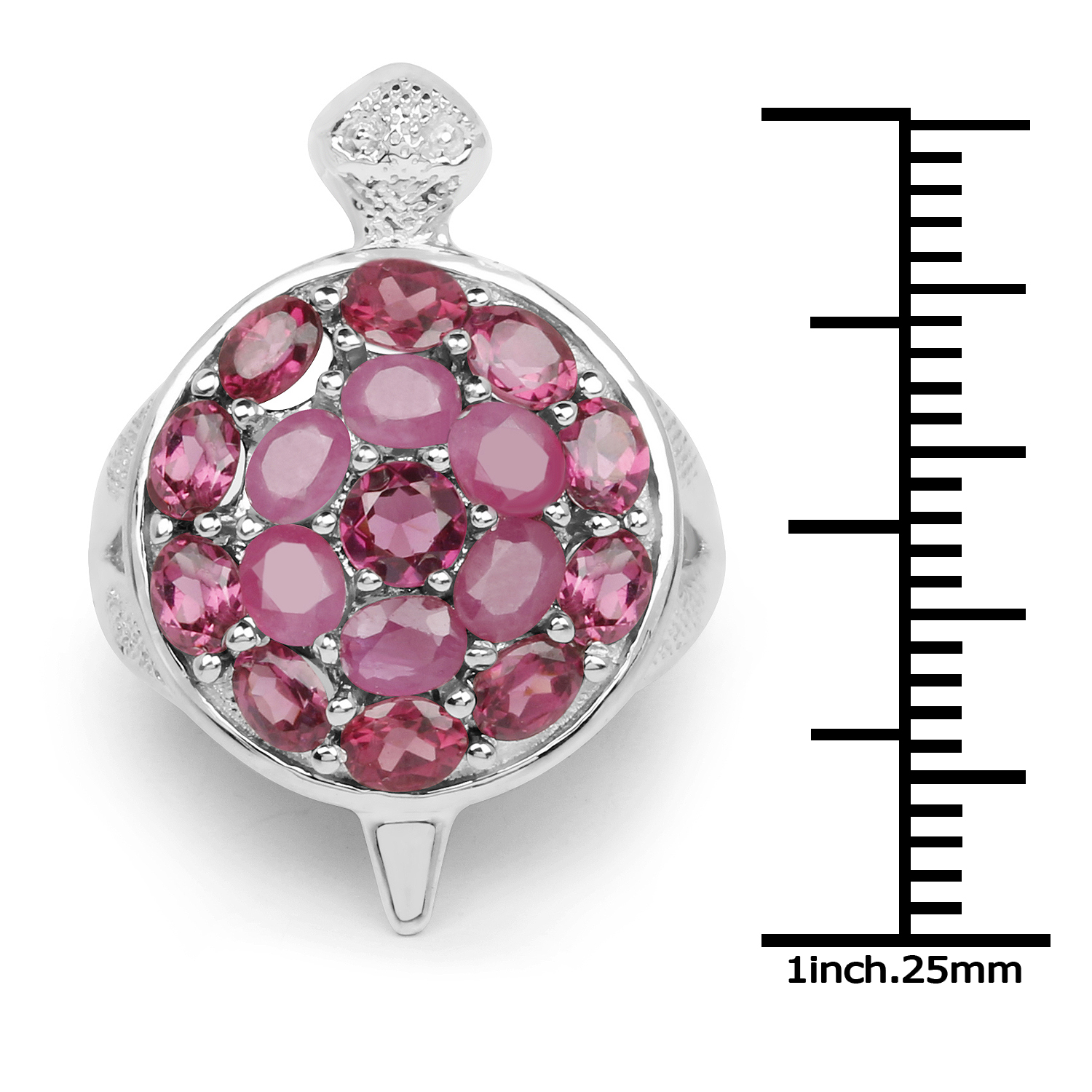 3.60 Carat Genuine Ruby and Rhodolite .925 Sterling Silver Ring