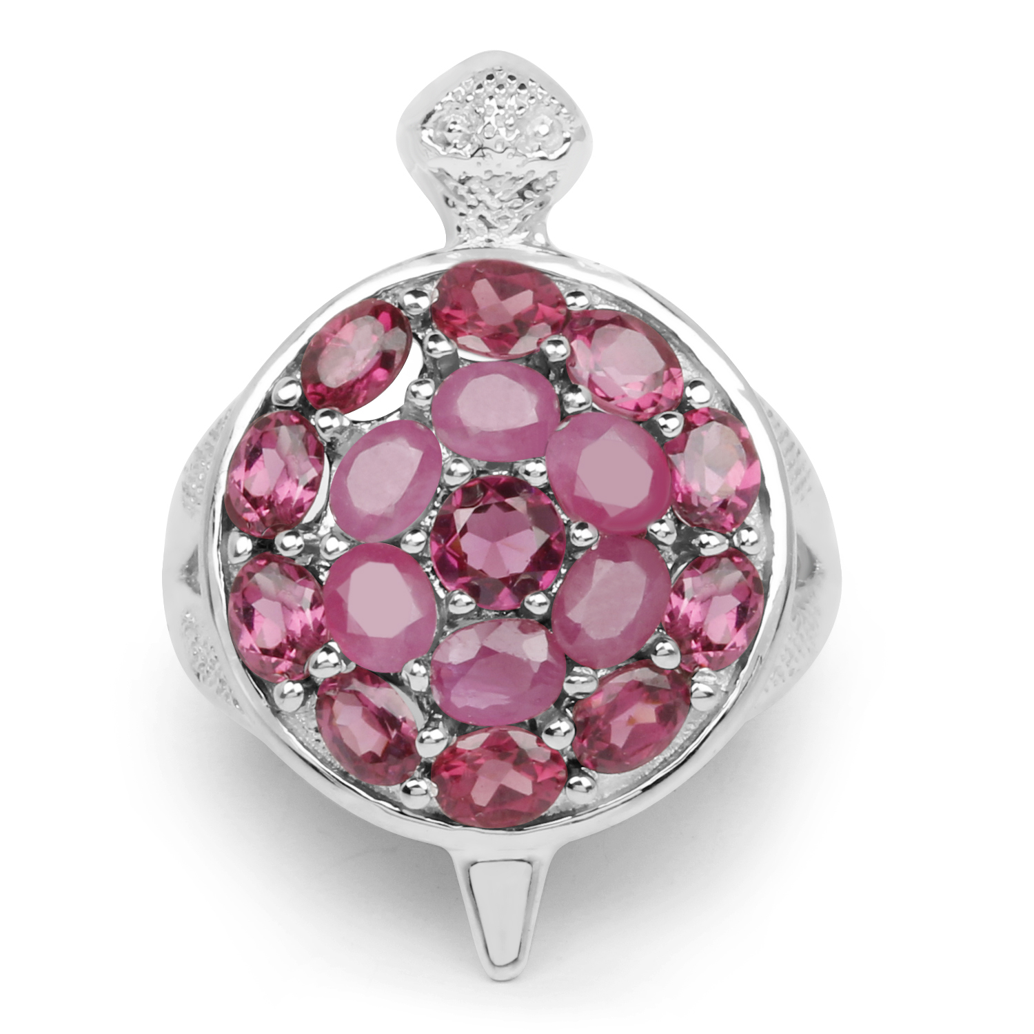 3.60 Carat Genuine Ruby and Rhodolite .925 Sterling Silver Ring