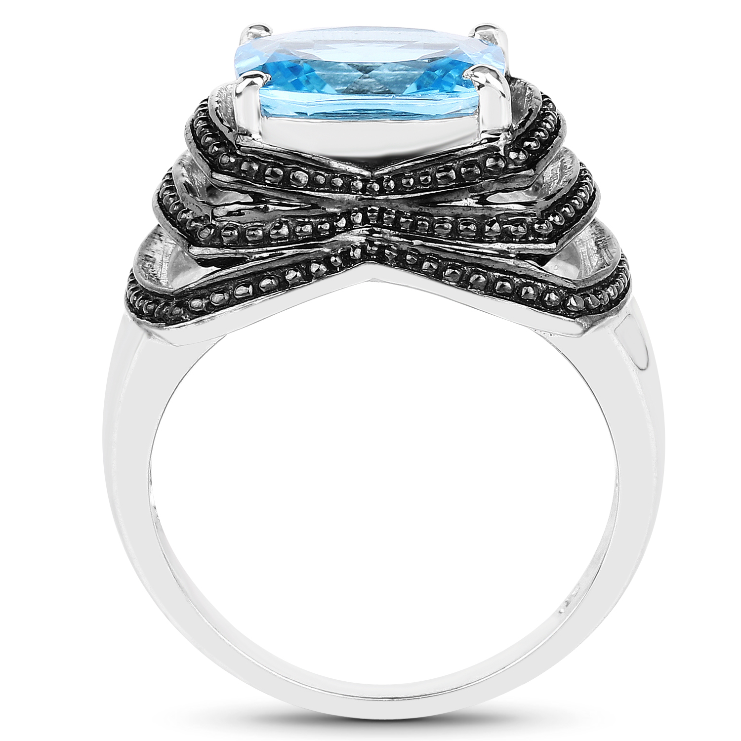 3.50 Carat Genuine Baby Swiss Blue Topaz .925 Sterling Silver Ring