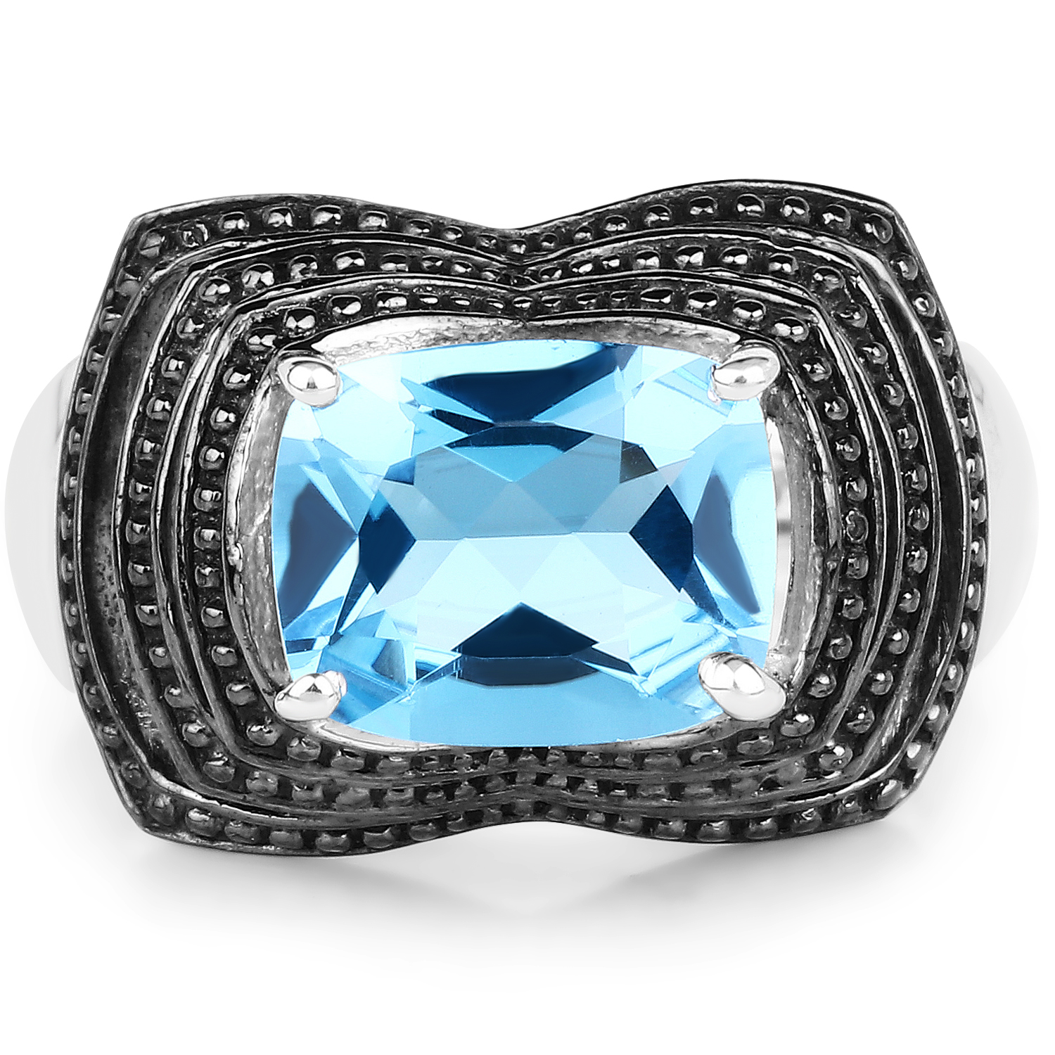 3.50 Carat Genuine Baby Swiss Blue Topaz .925 Sterling Silver Ring